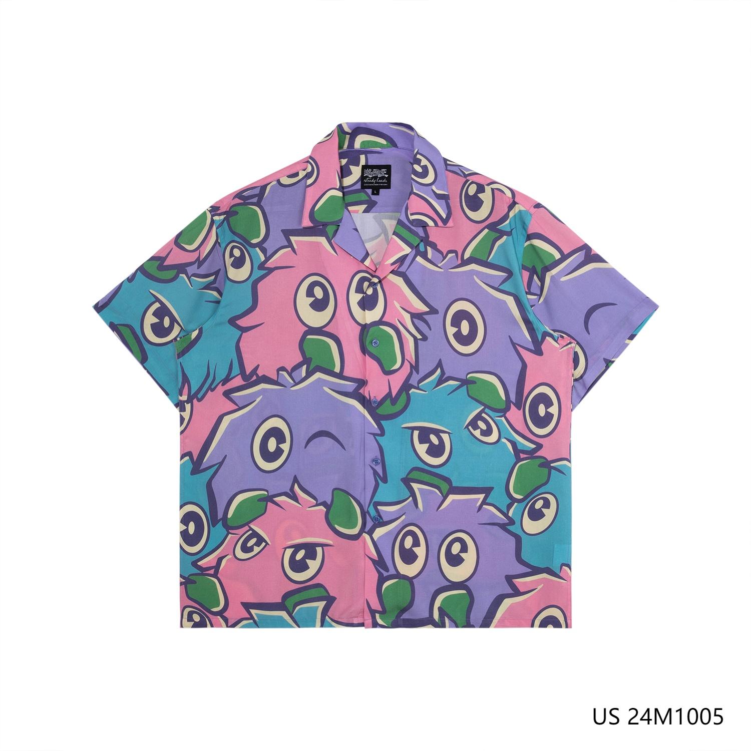 Men's 100% Rayon Printed Short Sleeve Button Down Shirts