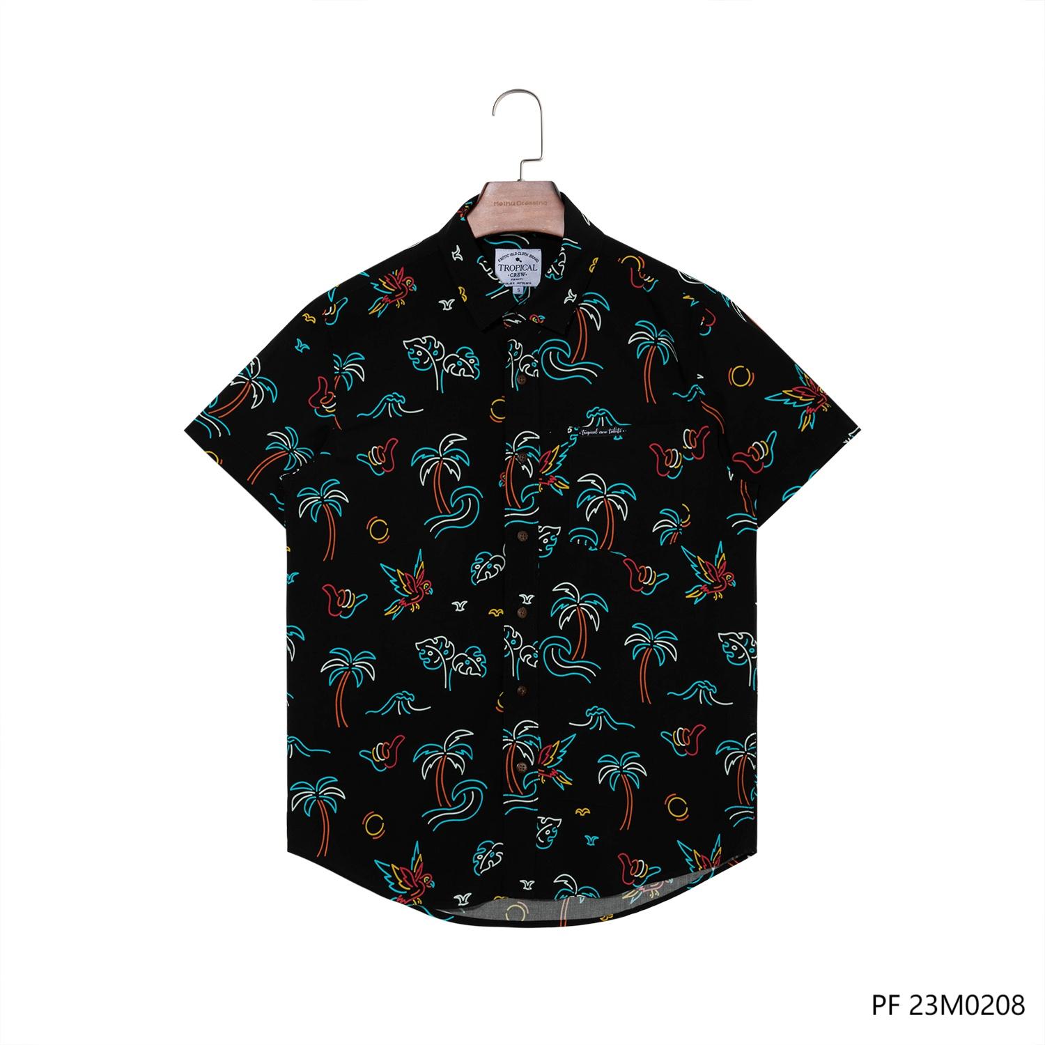 Men's 100% Rayon Printed Short Sleeve Button Down Shirts