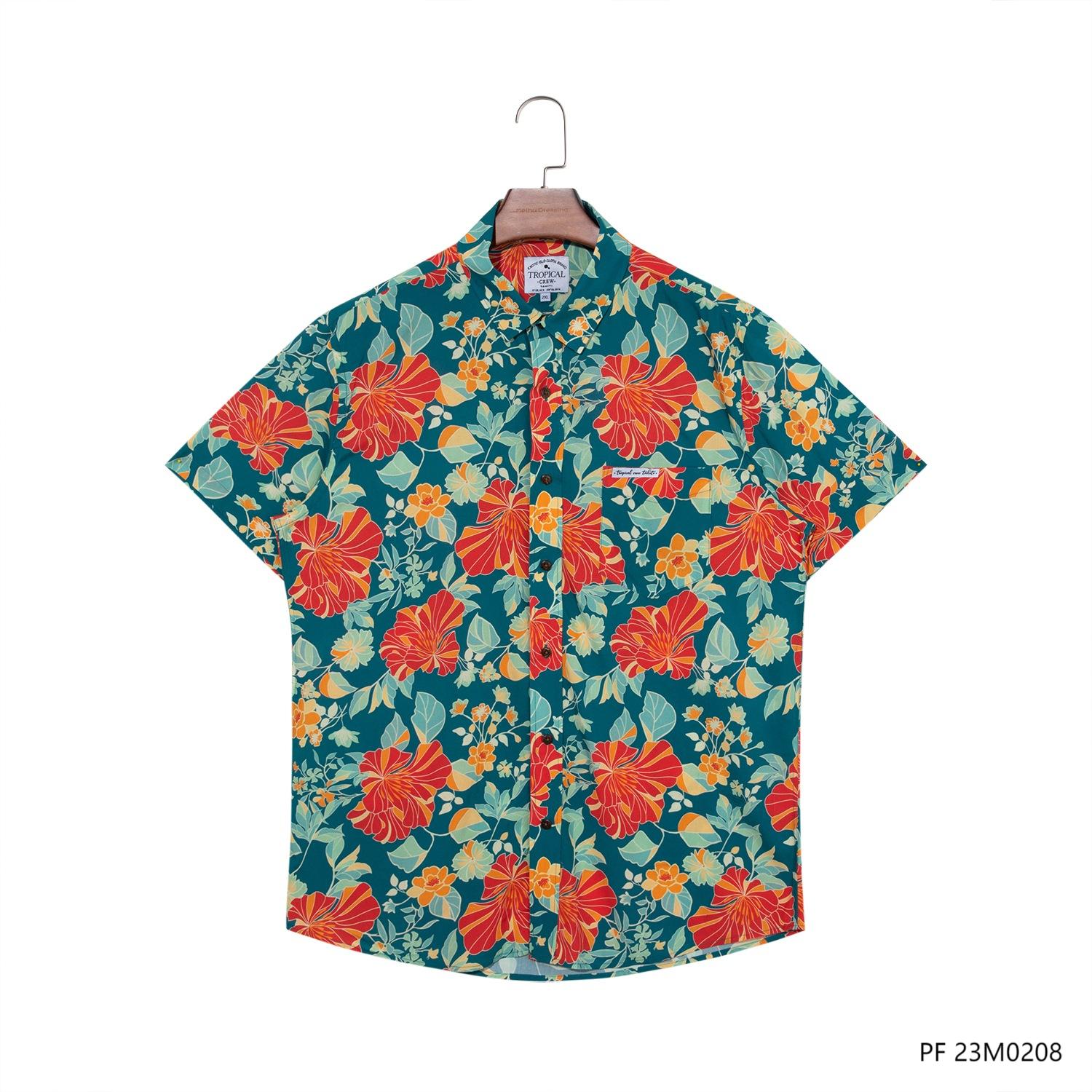 Men's 100% Rayon Printed Short Sleeve Button Down Shirts
