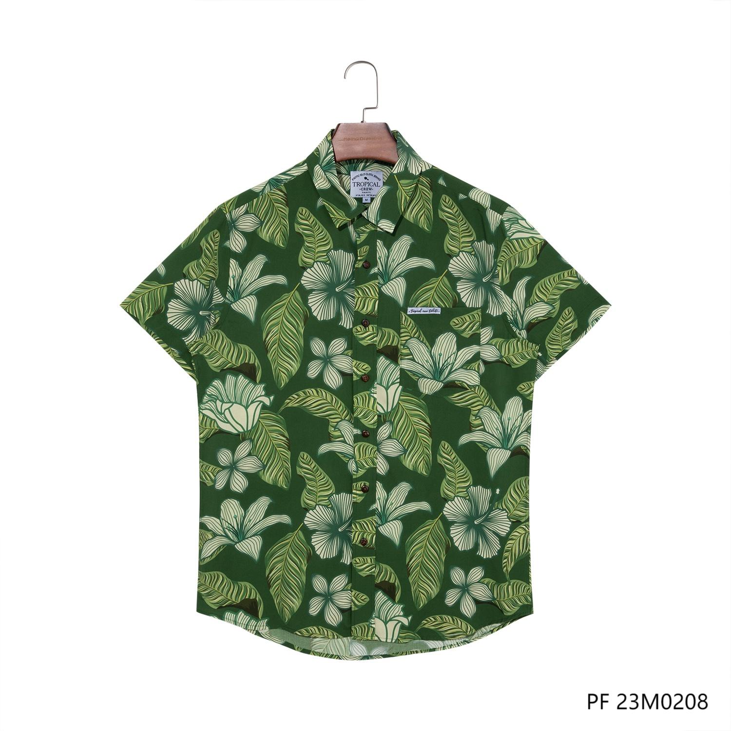 Men's 100% Rayon Printed Short Sleeve Button Down Shirts