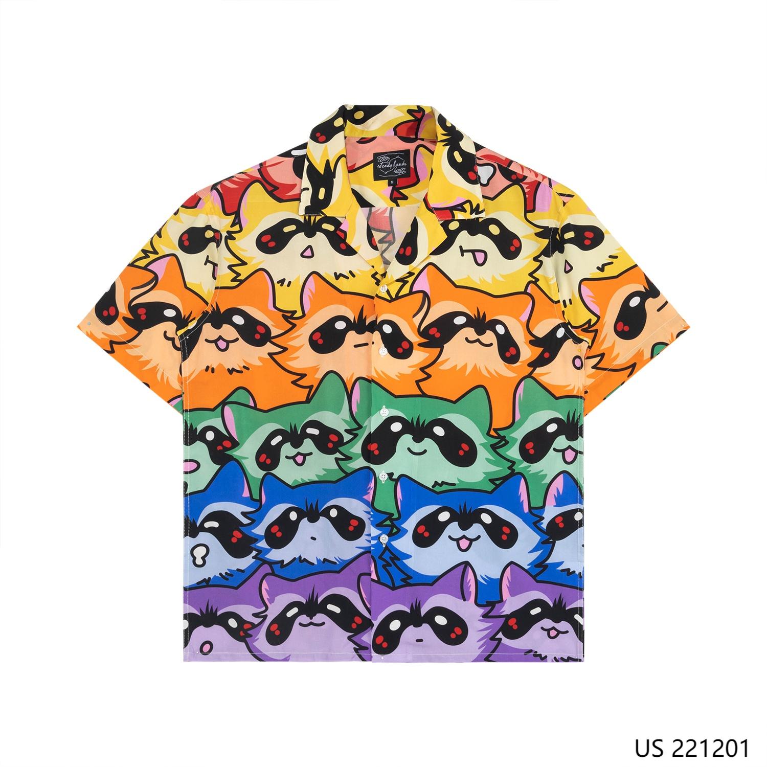 Men's 100% Rayon  Colorful Printed Short Sleeve Button Down Shirts