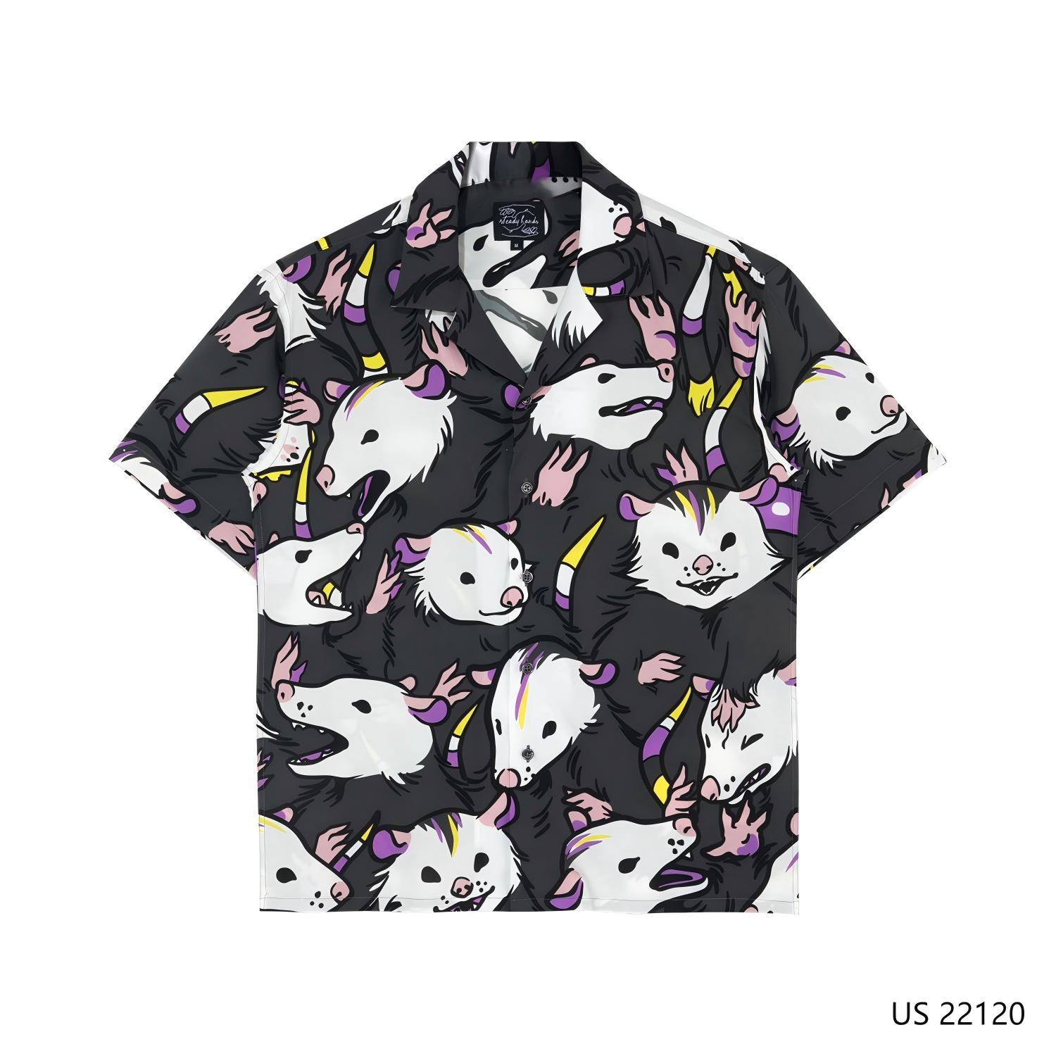 Men's 100% Rayon Printed Short Sleeve Button Down Shirts