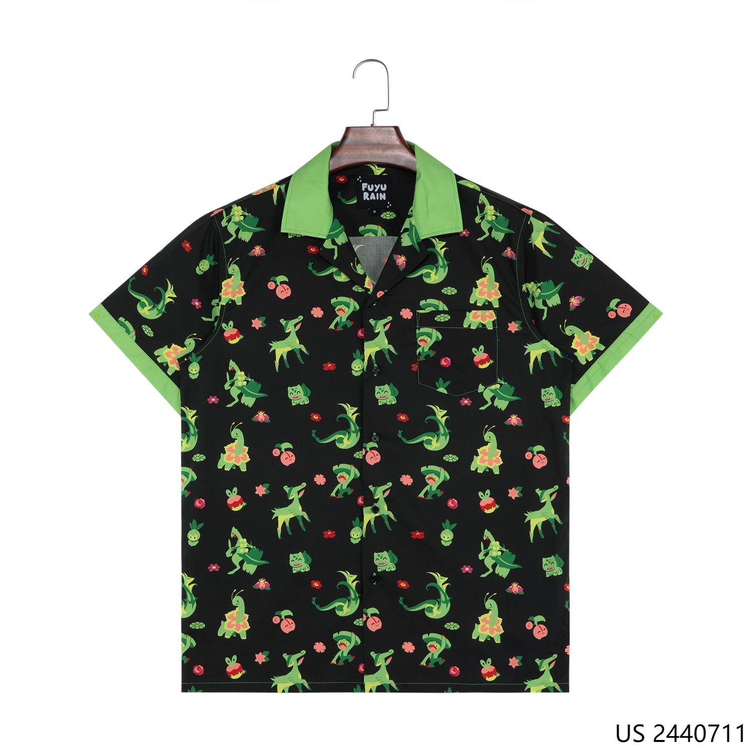 Men's  100% Cotton Printed Short Sleeve Button Down Shirts