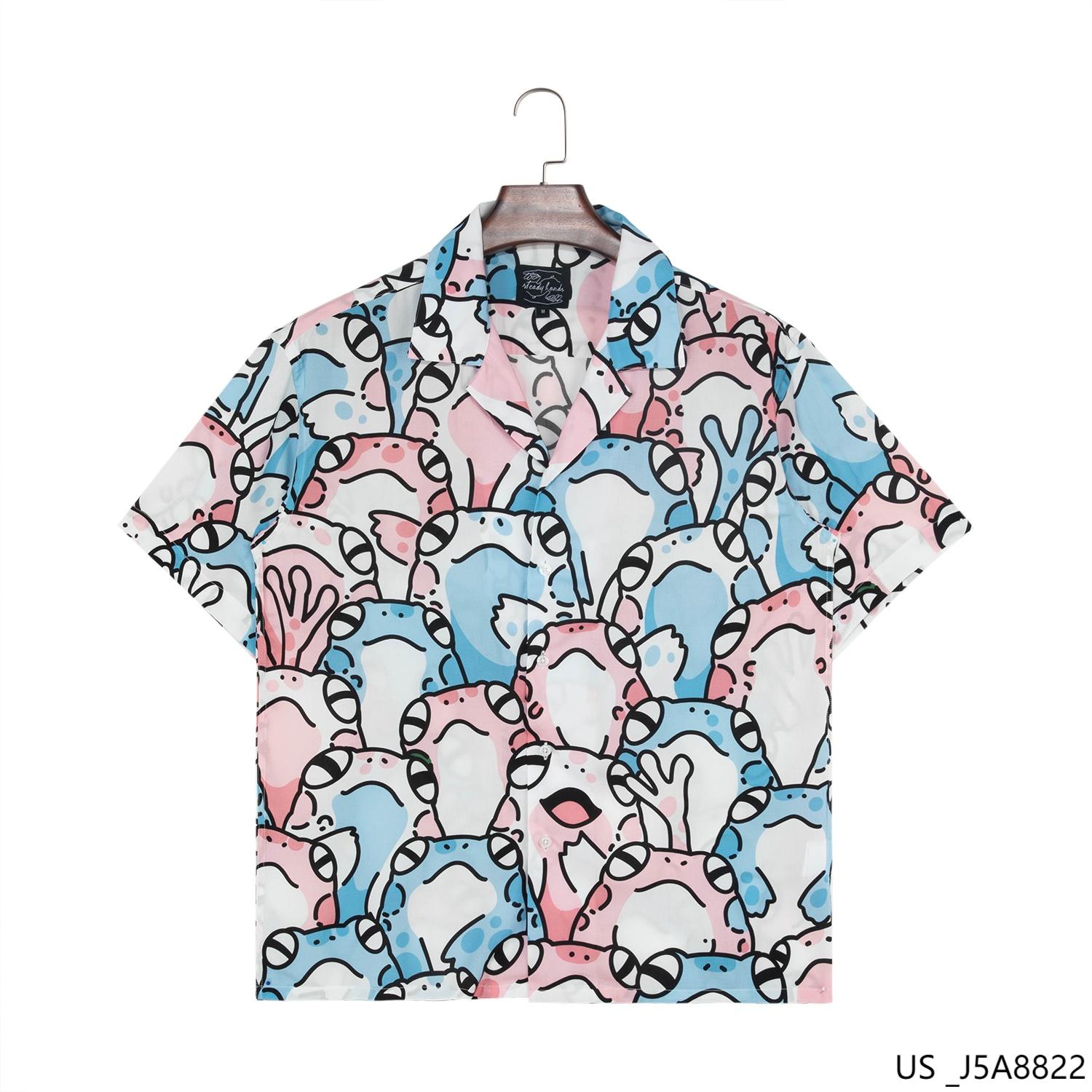 Men's 100% Rayon Printed Short Sleeve Button Down Shirts