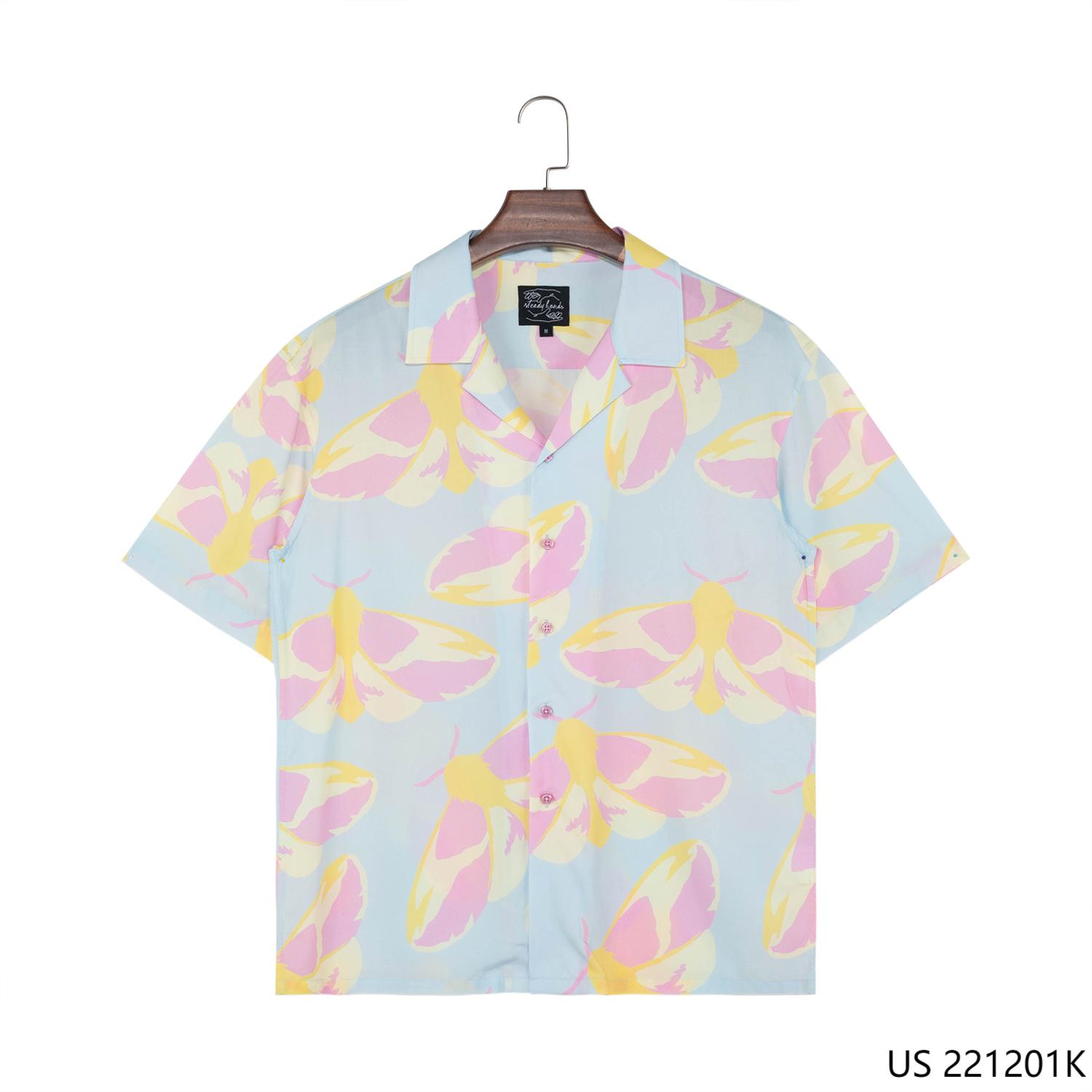 Men's 100% Rayon Printed Short Sleeve Button Down Shirts