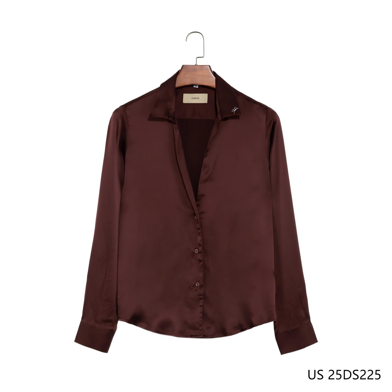 100% Silk Soft Wine-colored Button-down Long Sleeve Shirts for Men