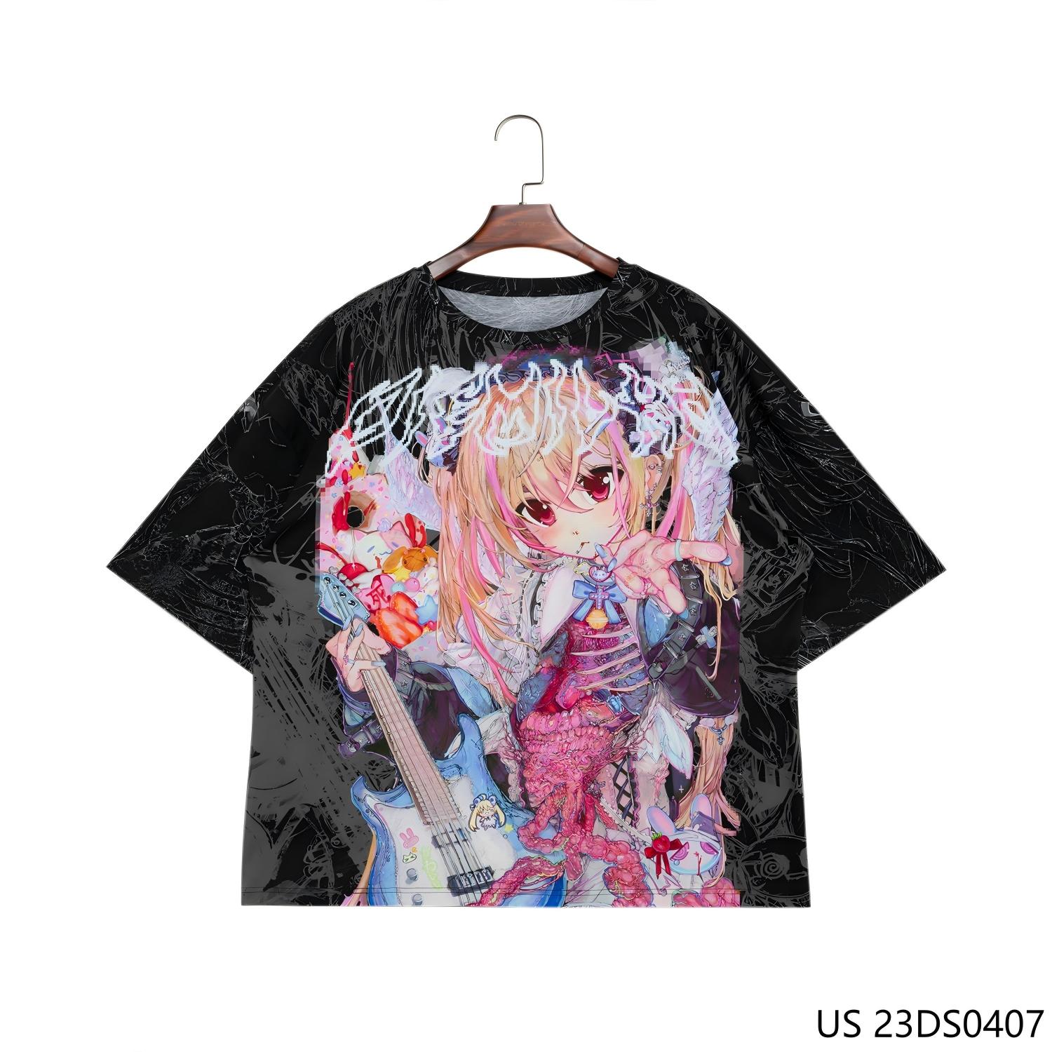 Casual Style Oversized O-neck Printed Short Sleeve T-shirt for Men 