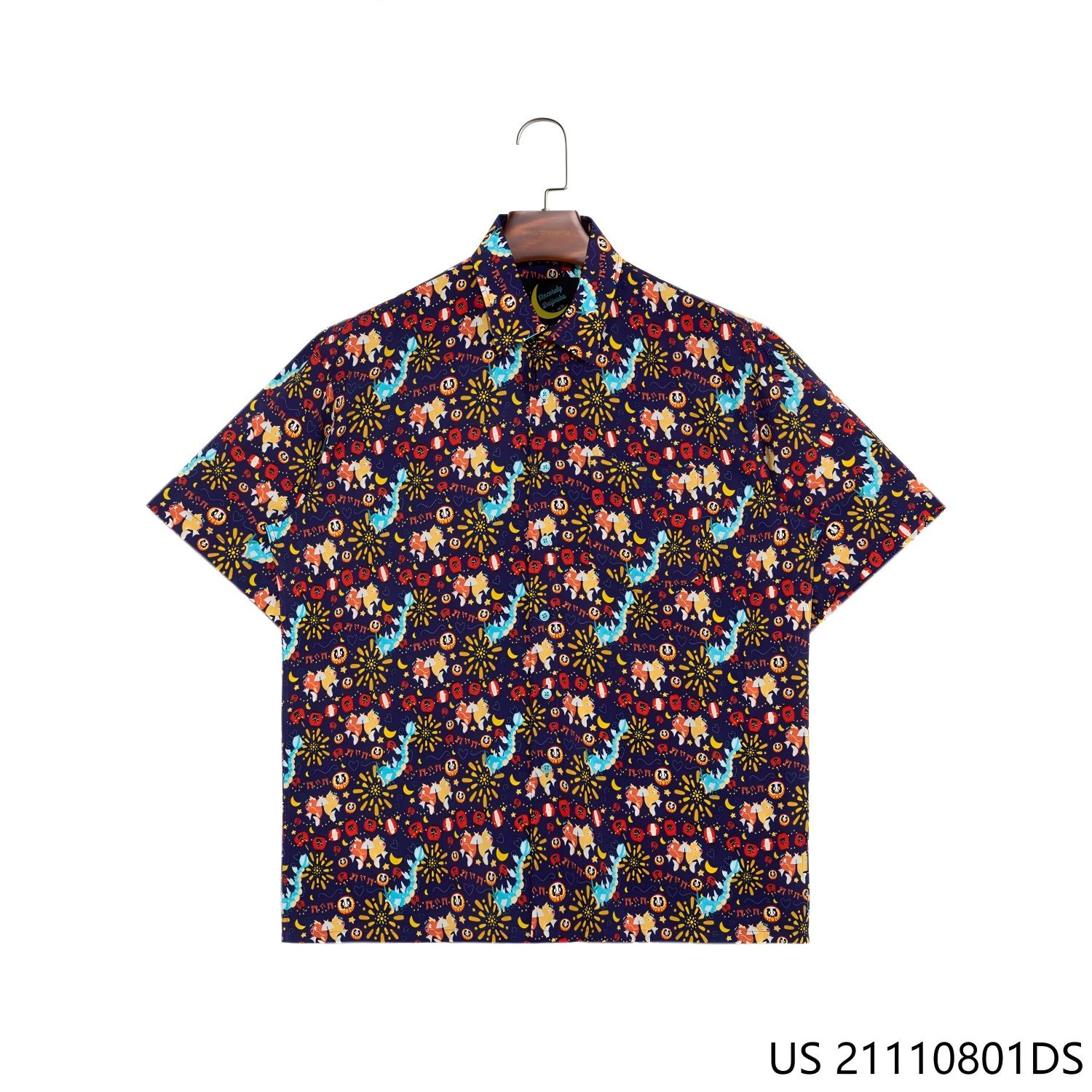 Casual Style Oversized Turn-down Collared Printed Short Sleeve T-shirt for Men 