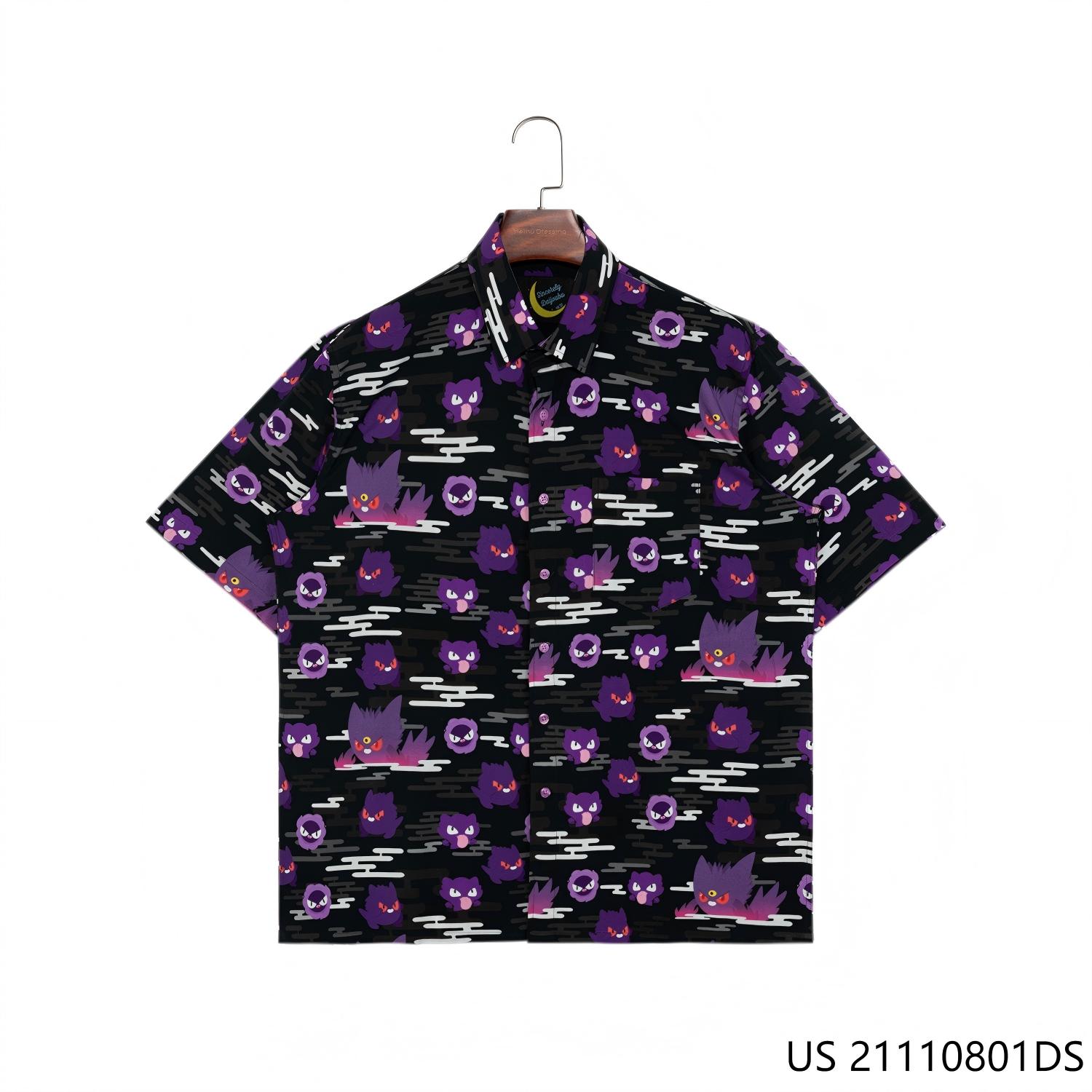 Casual Style Oversized Turn-down Collared Printed Short Sleeve Shirt for Men 