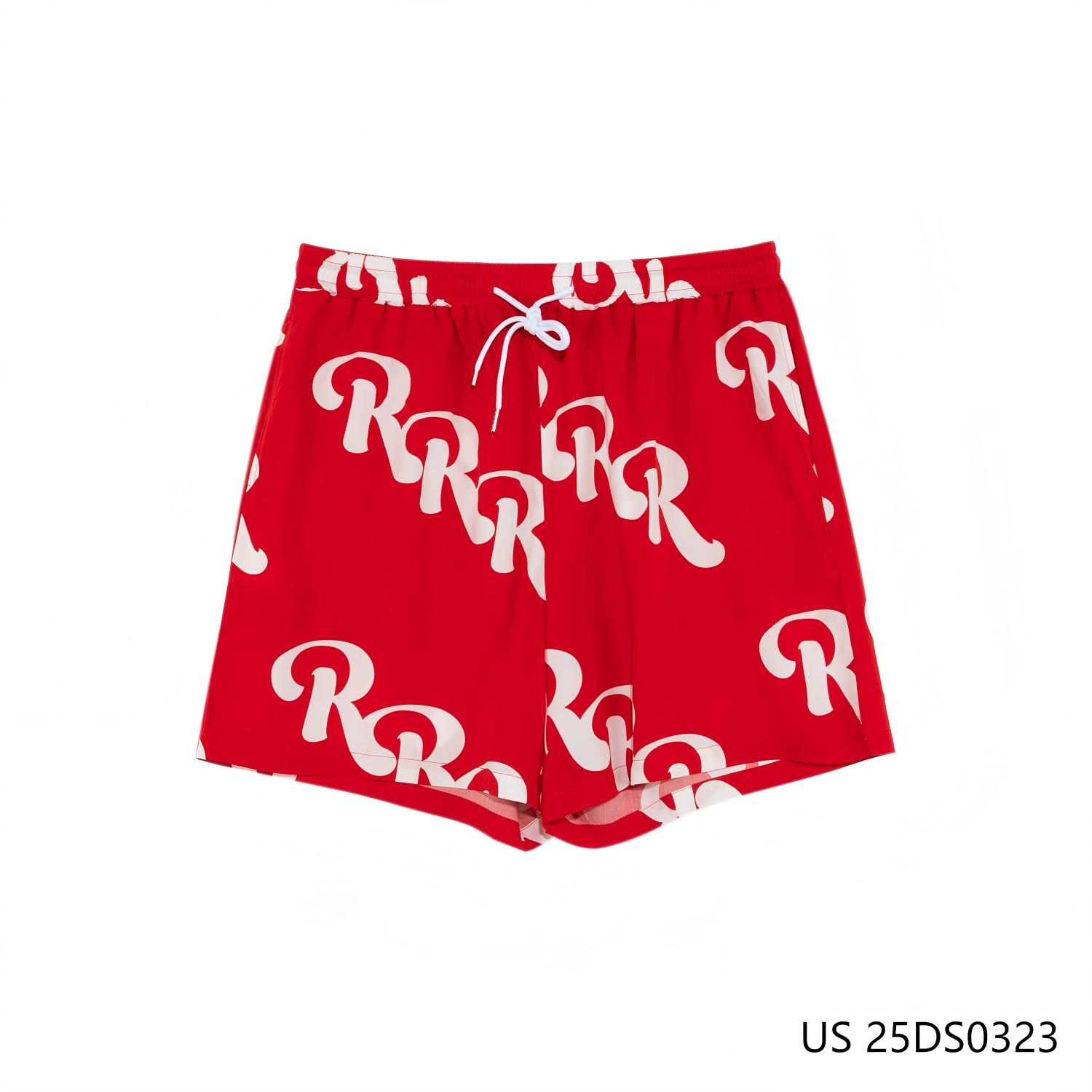 Men's 100% Rayon Green Printed Drawstring Shorts