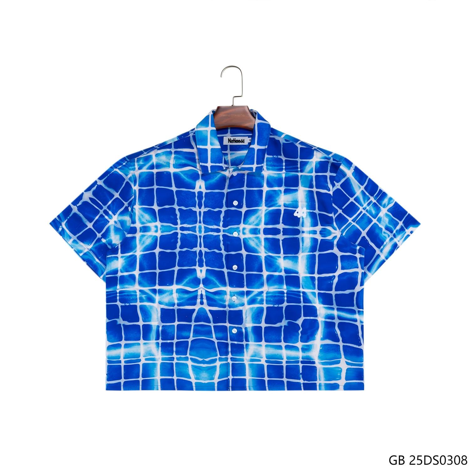 Customizable Blue Plaid Button-down Short Sleeve Shirts for Men