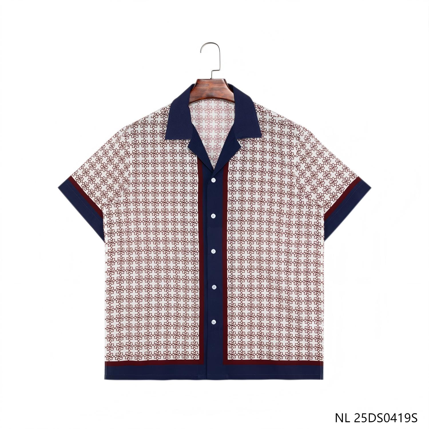 70% Rayon 30% Tencel Plaid Button down Short Sleeve Shirts for Men with Contrasting Color Transition