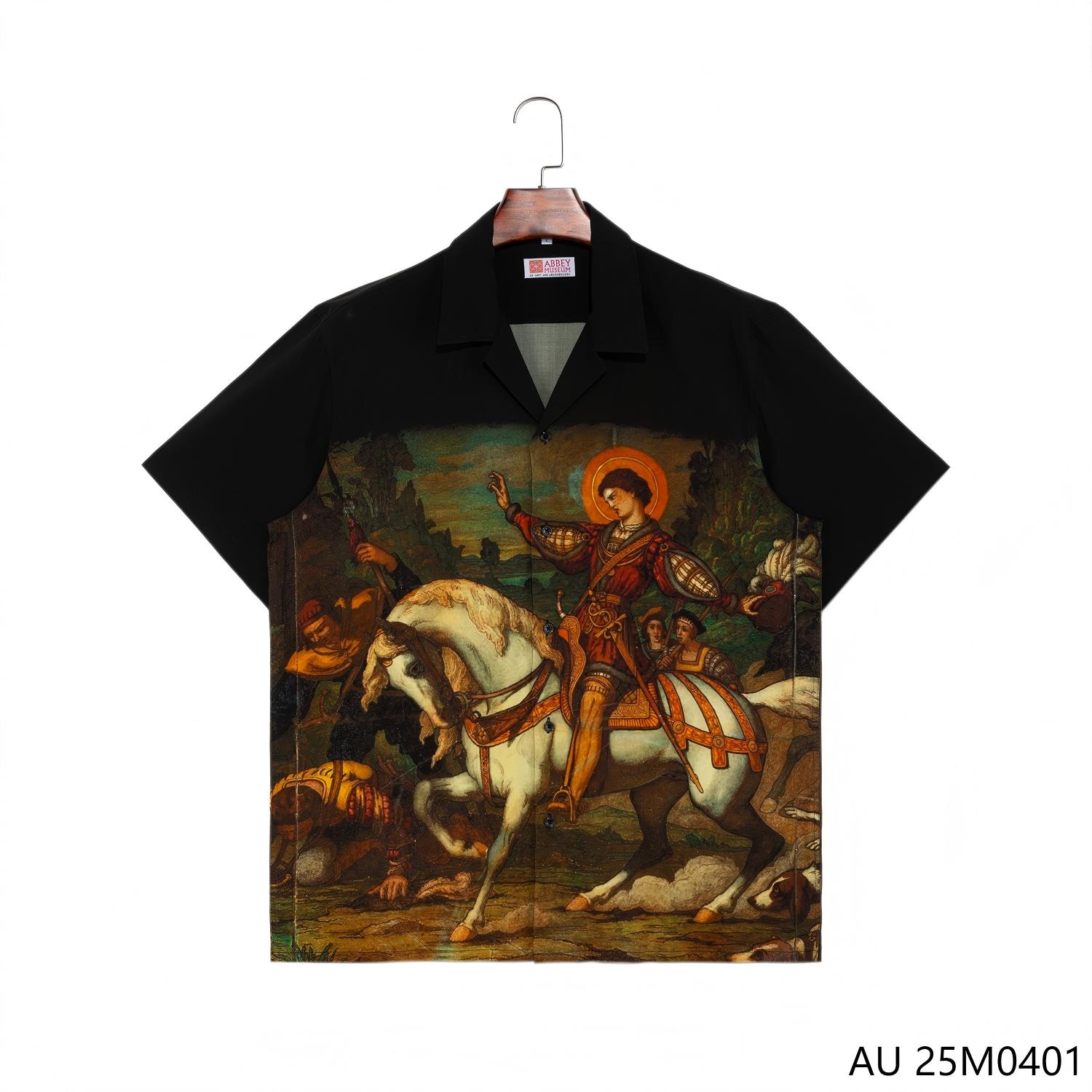 70% Vincose 30% Tencel Printed Button-up Short Sleeve Shirts for Men