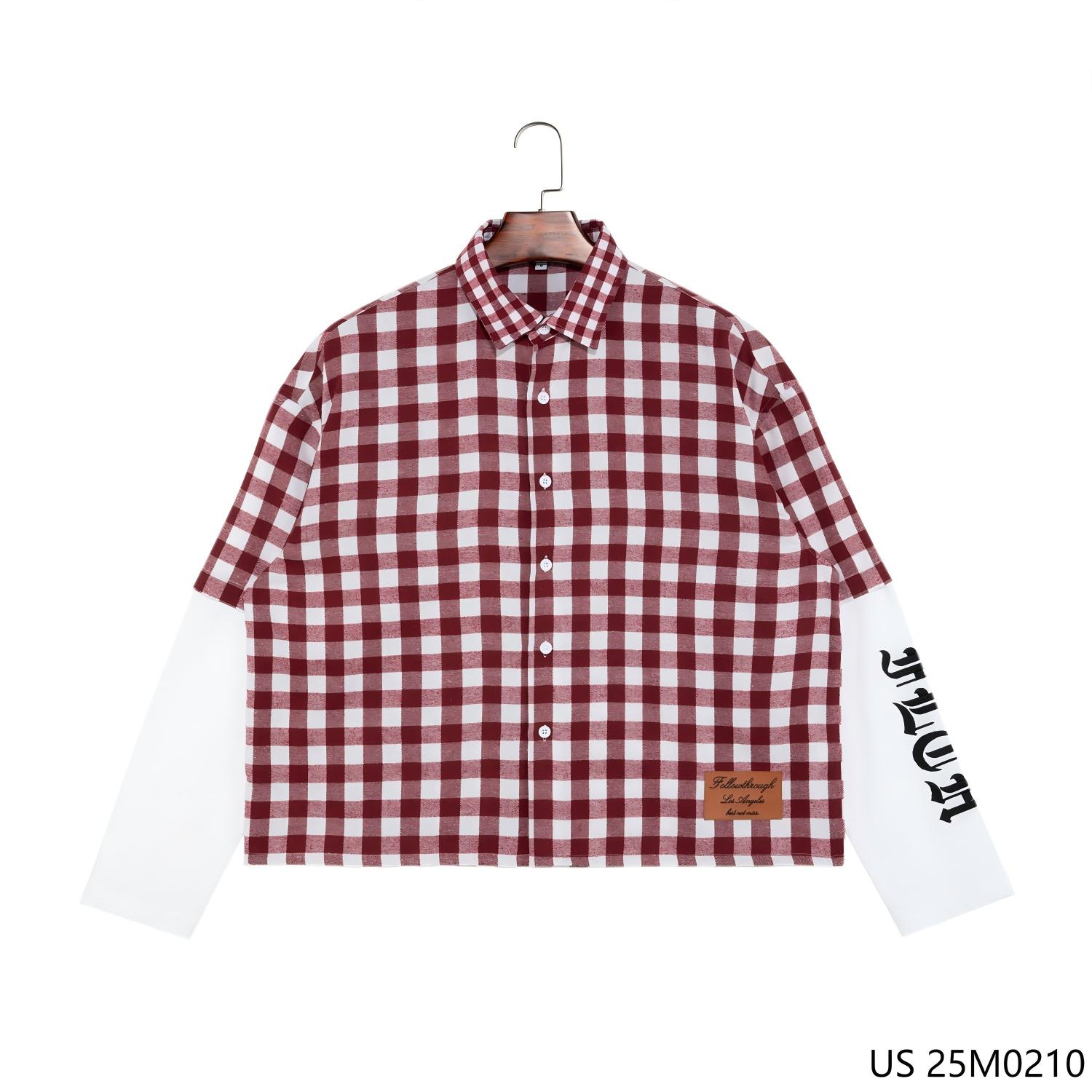 100% Cotton Patchwork Plaid Button up Full Sleeve Shirts for Men