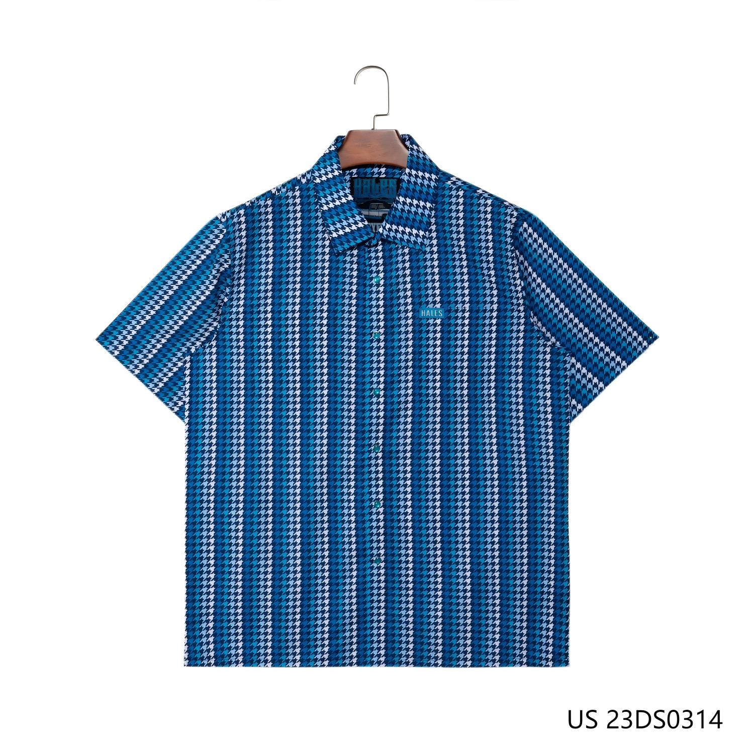 97% Polyester 3% Spandex Stripes Snap Button-up Short Sleeve Shirts for Men 