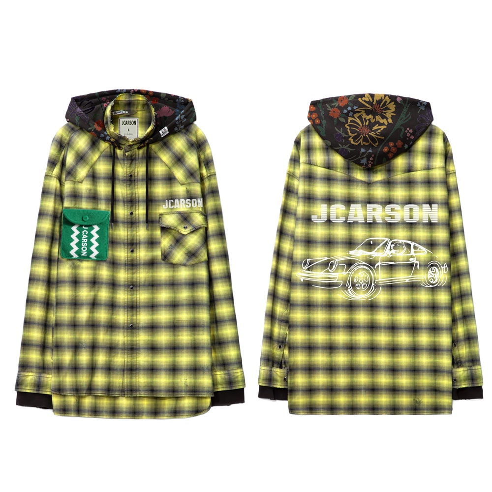 New Arrival Plaid Button down Printing Slim Fit Long Sleeve Hooded Shirts for Men