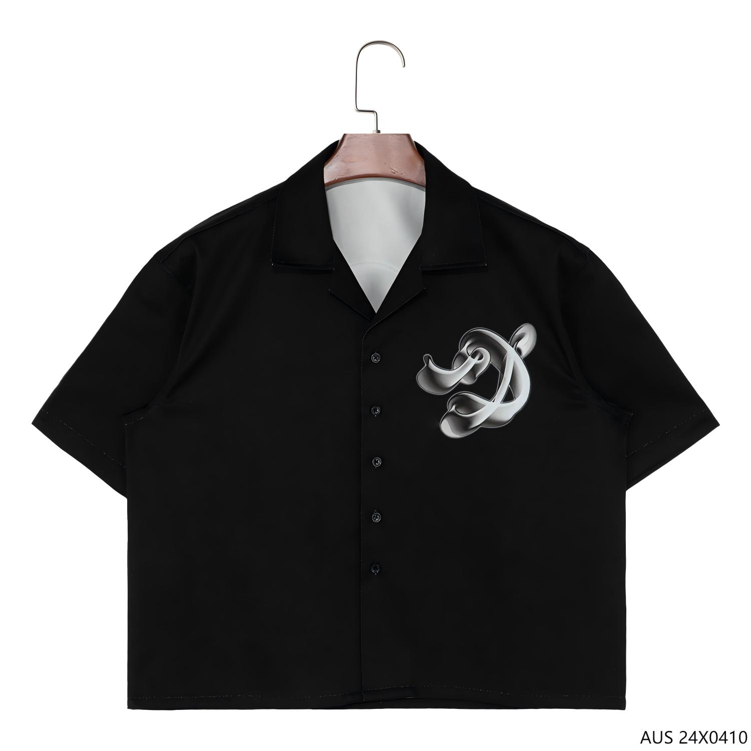 100% Cotton Printed Black Short Sleeve Shirts for Men 