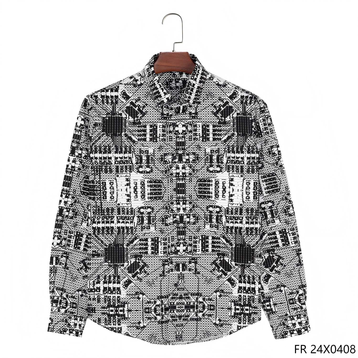 Customizable 100% Cotton Printed Turn-down Collar Long Sleeve Shirts for Men 