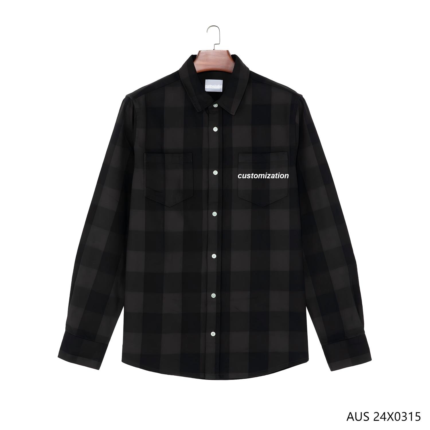 Customizable 100% Cotton Classic Plaid Turn-down Collar Button-down Long Sleeve Shirts for Men 