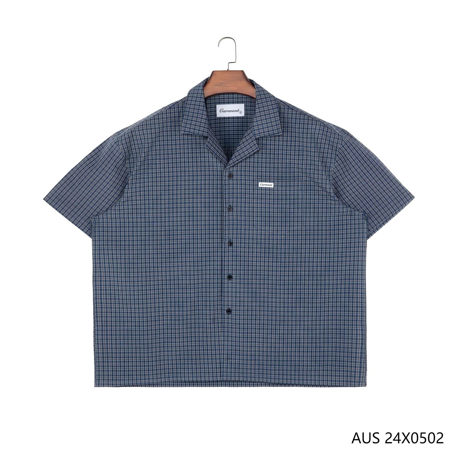 Men's 100% Cotton Plaid Button down Short Sleeve for Mens with Cuban Collar