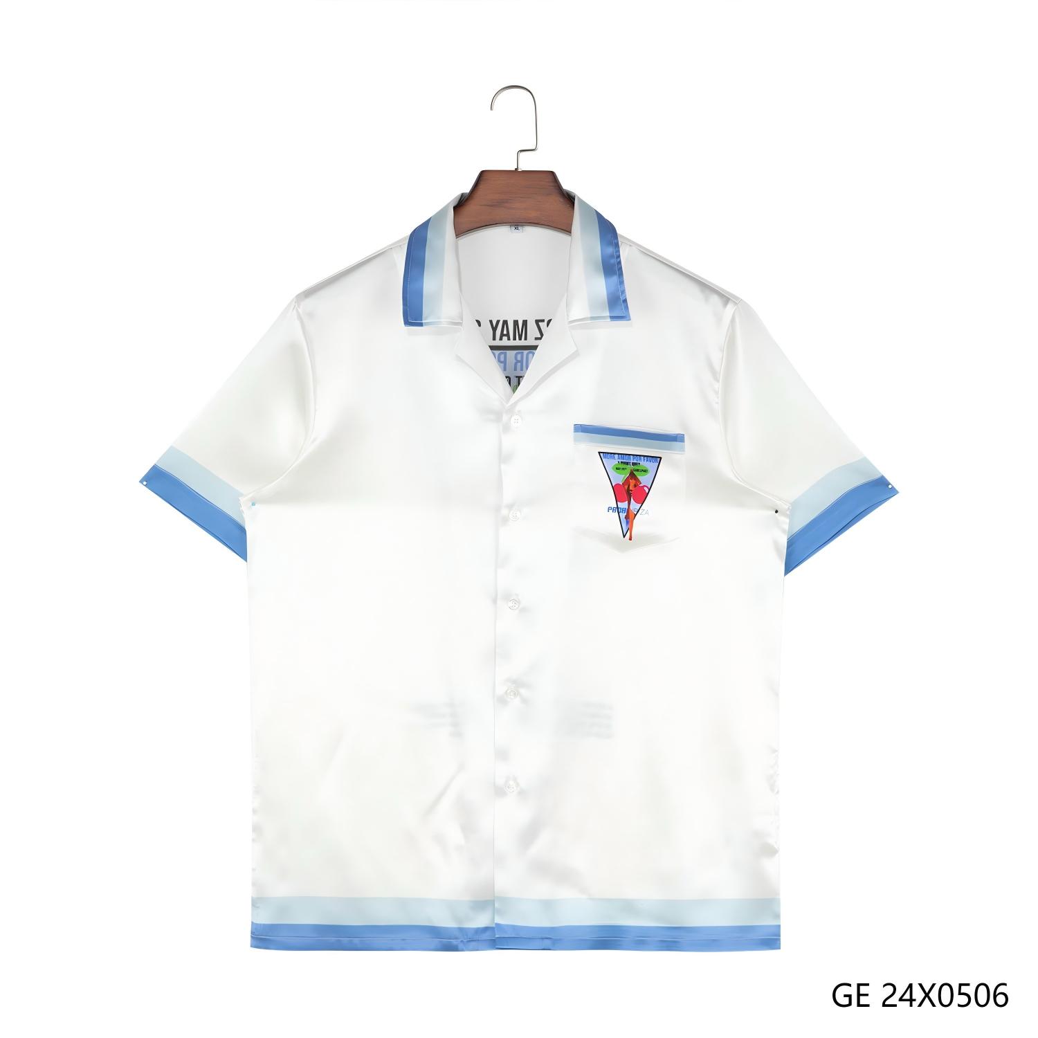 Men's 100% Silk Printed Short Sleeve Button down Silk Shirts for Men