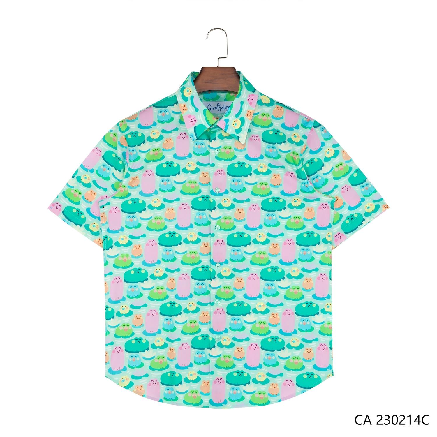 Men's 97% Cotton 3% Lycra Printed Short Sleeve Button down  Shirts for Men