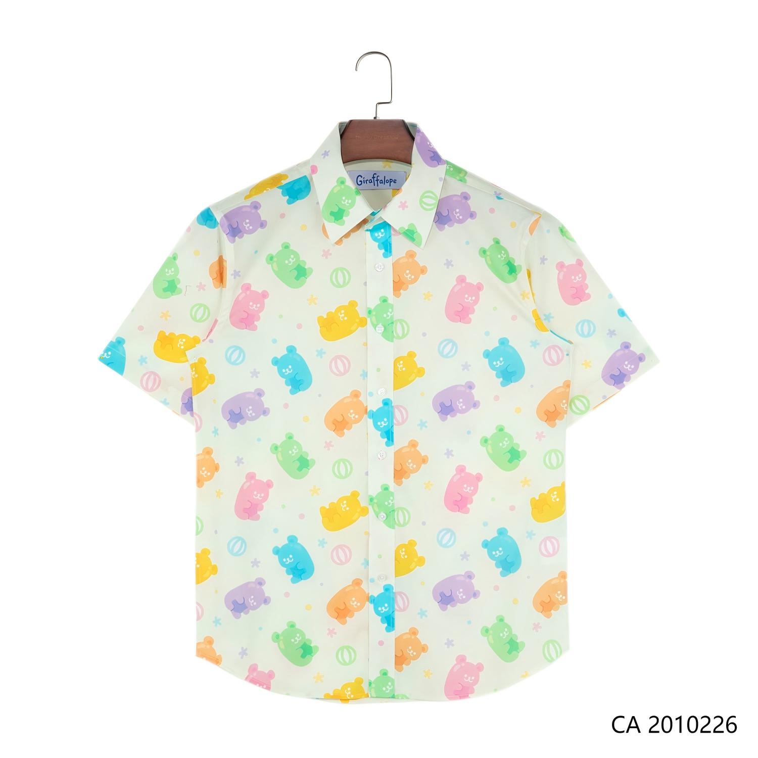 Men's 97% Cotton 3% Lycra Colorful Printed Short Sleeve Button down  Shirts for Men