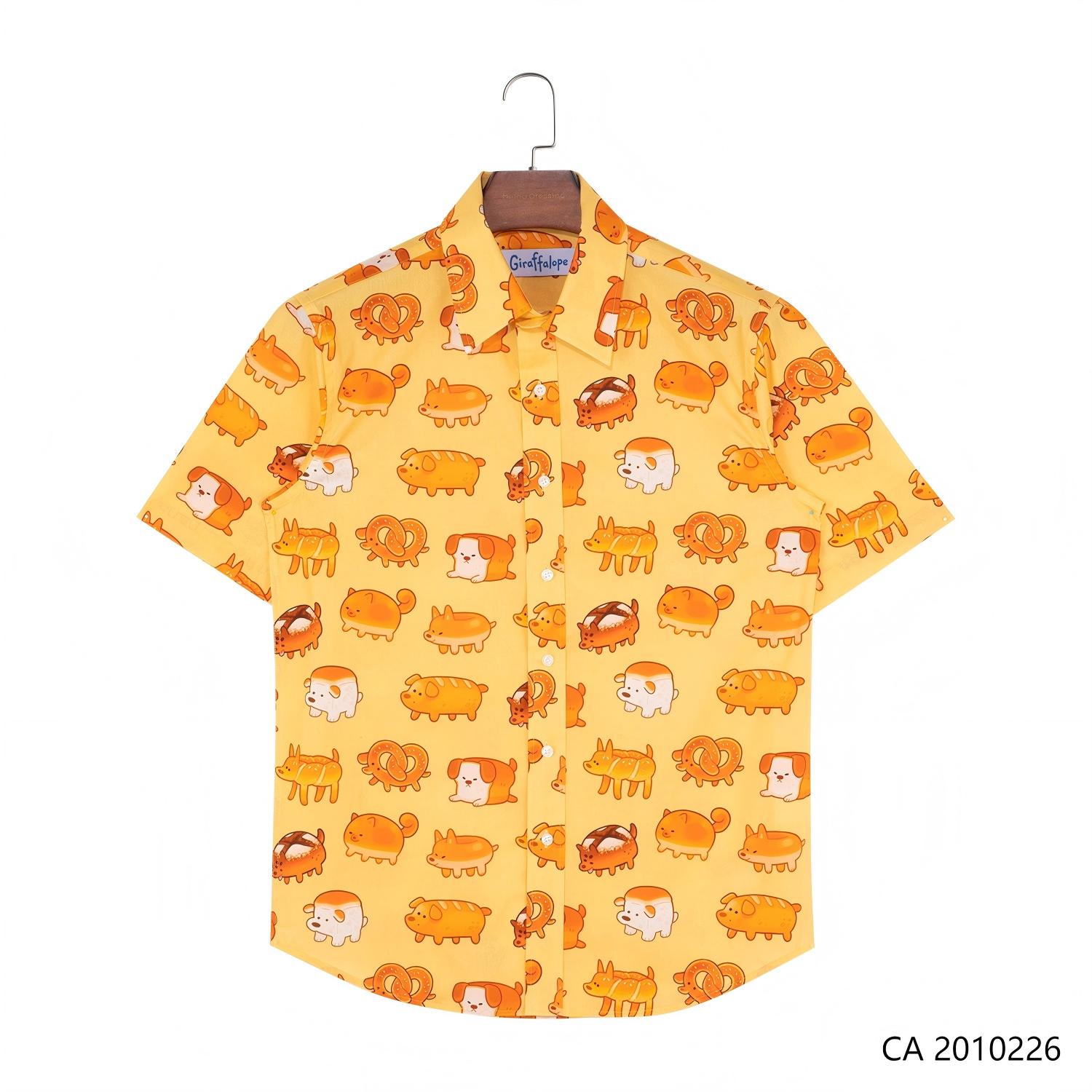 Men's 97% Cotton 3% Lycra Printed Short Sleeve Button down  Shirts for Men