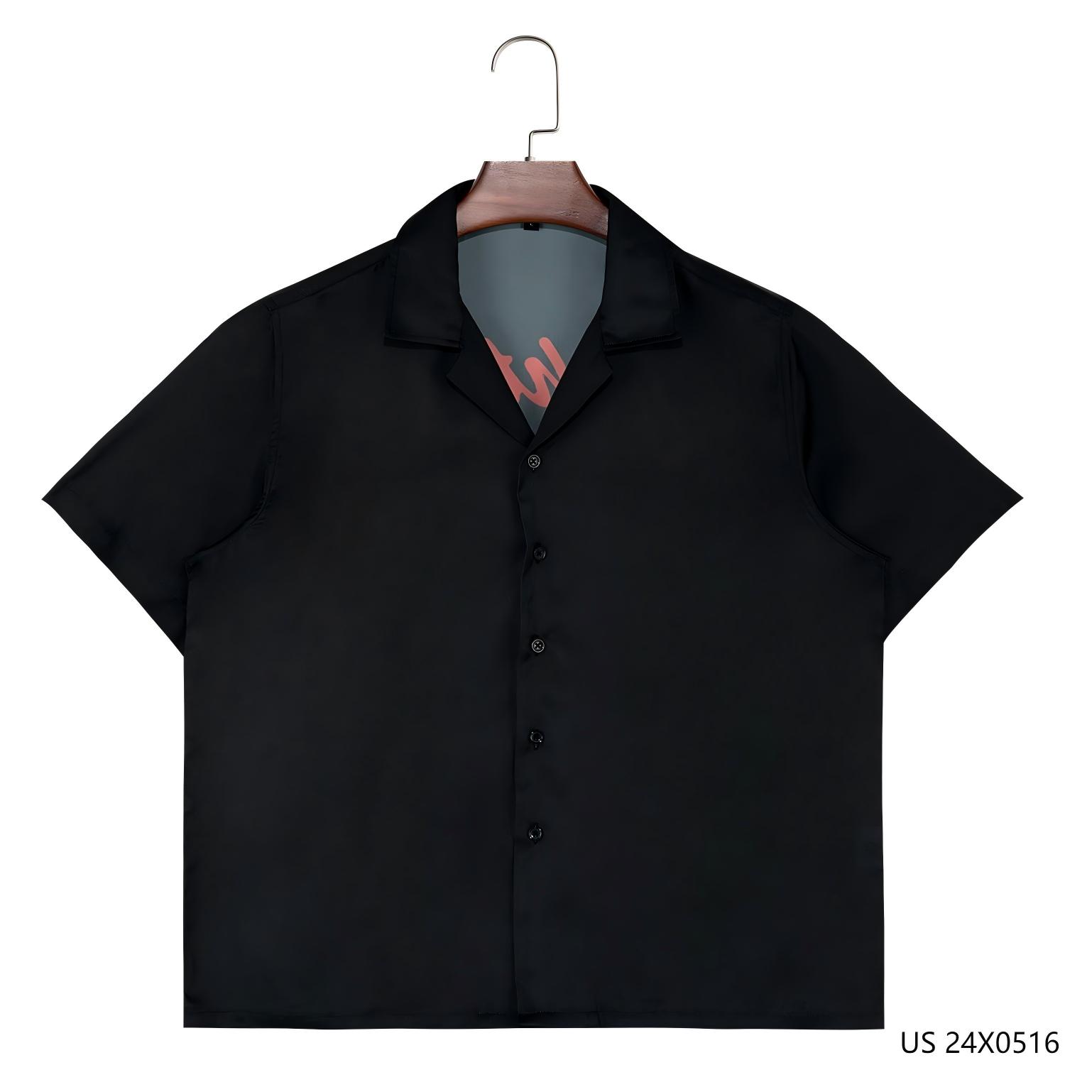 Men's 100% Polyester Printed Short Sleeve Button down  Shirts for Men
