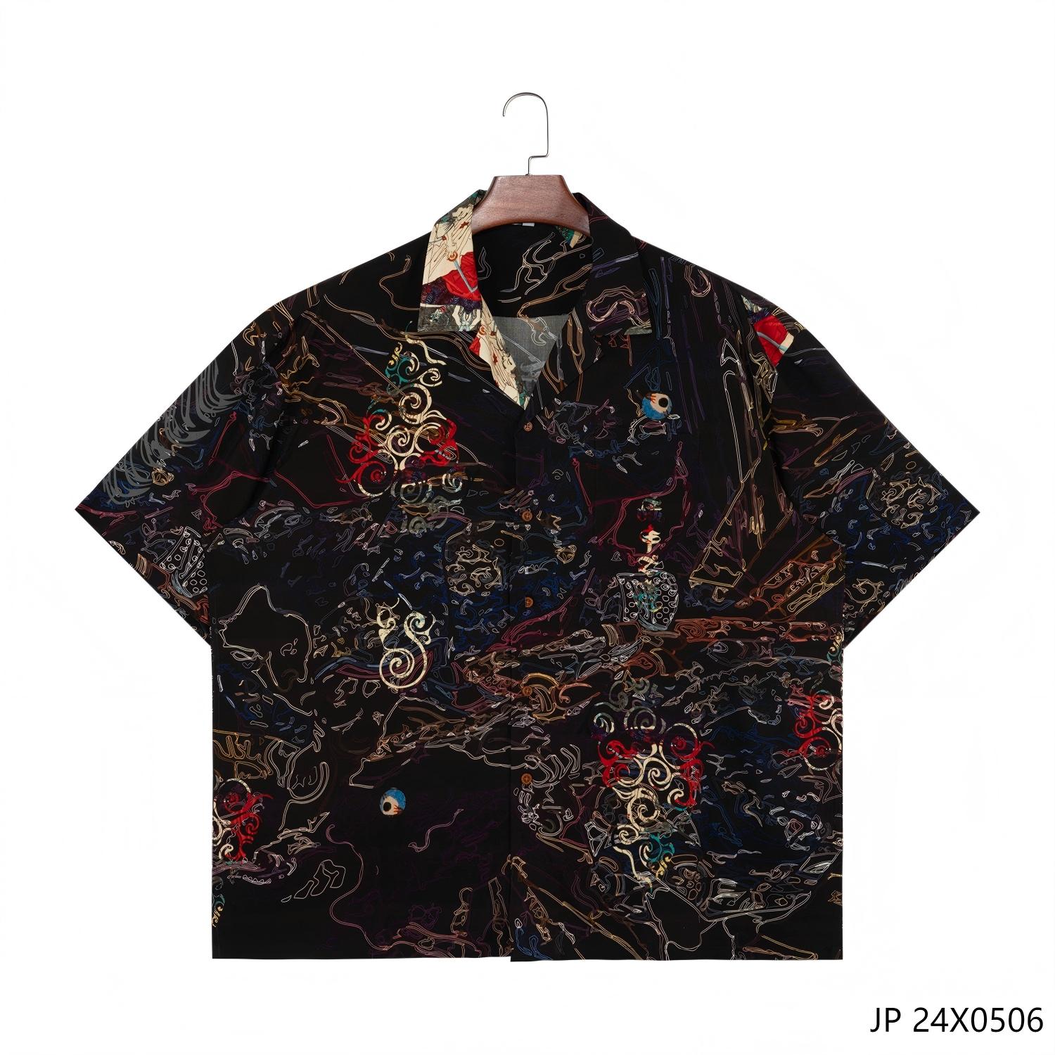 Men's 100% Rayon Printed Button down Short Sleeve Shirts for Men
