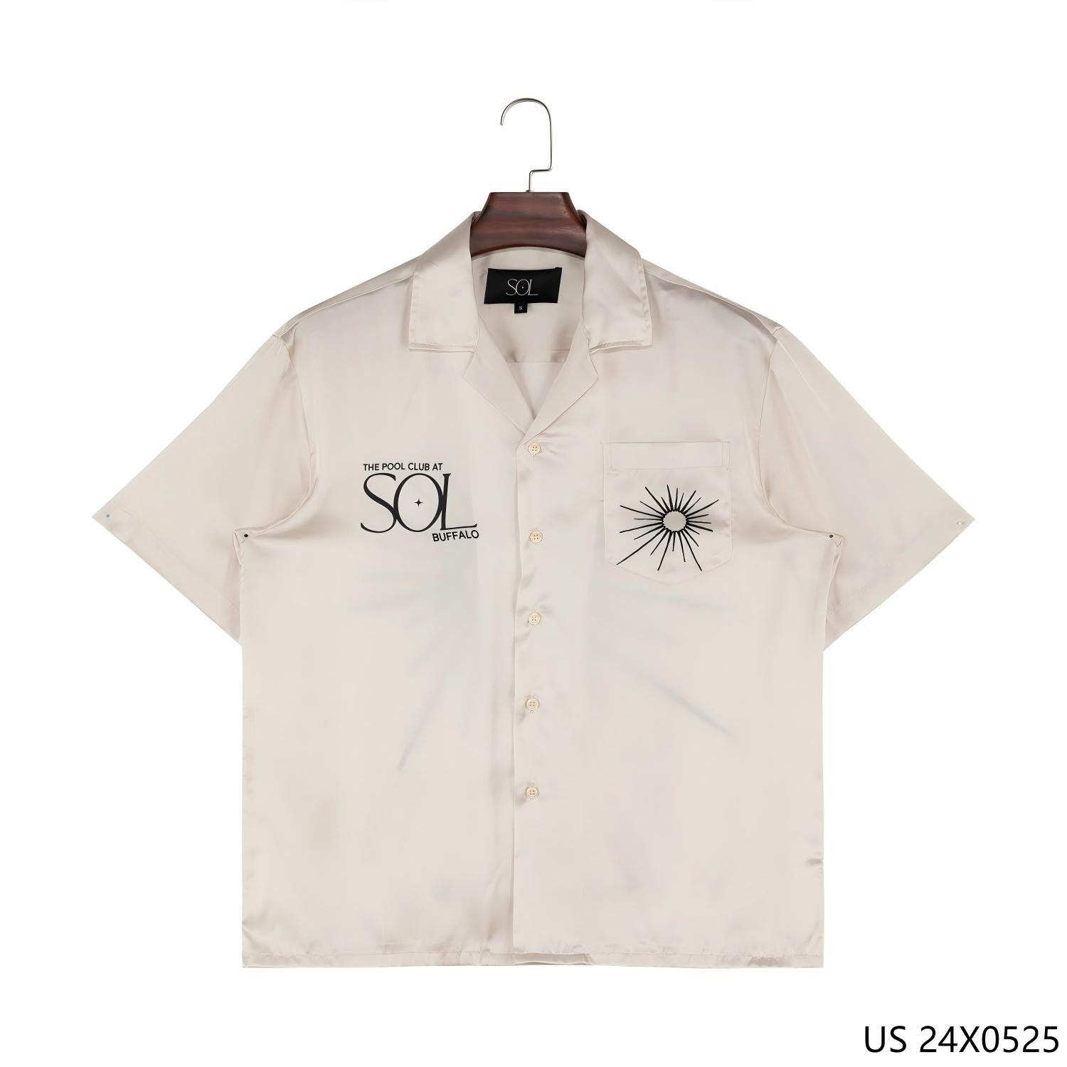 Men's 100% Polyester Printed Short Sleeve Button down  Shirts 