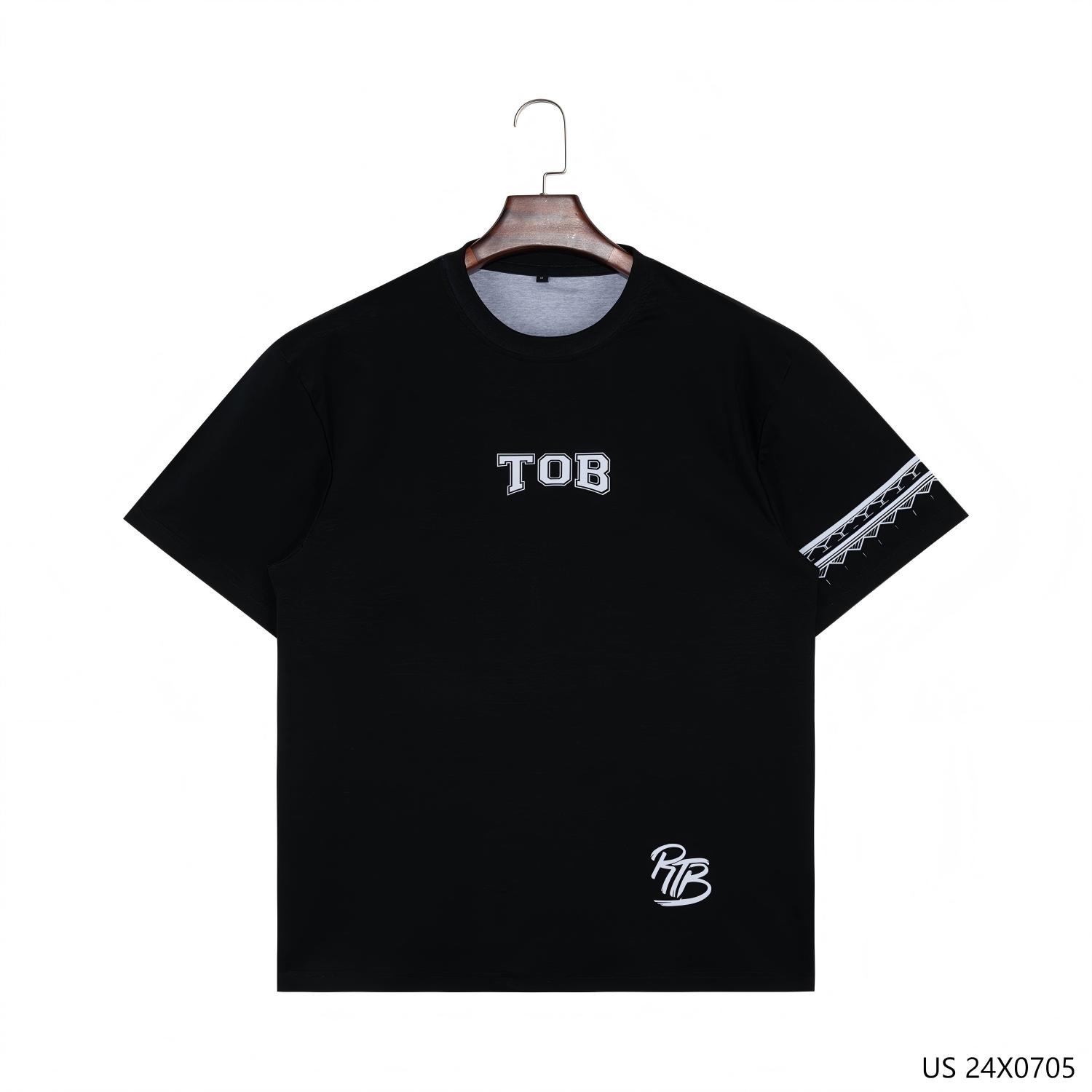 Customizable 100% Cotton Printed Black Short Sleeve T-shirts for Men