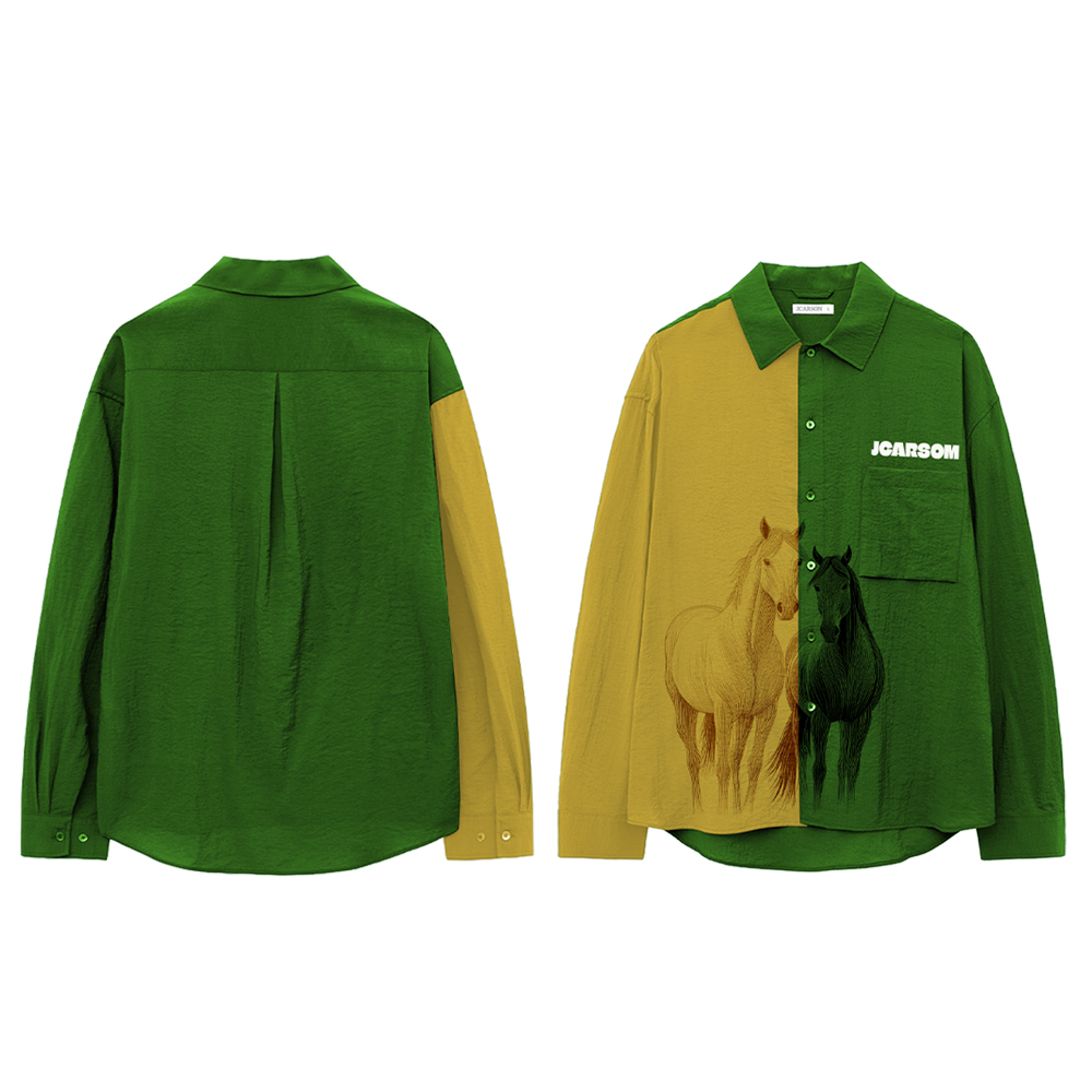 Self-design Patchwork Long Sleeve for Men 260 Grams of Polyester-cotton Blended Fabric