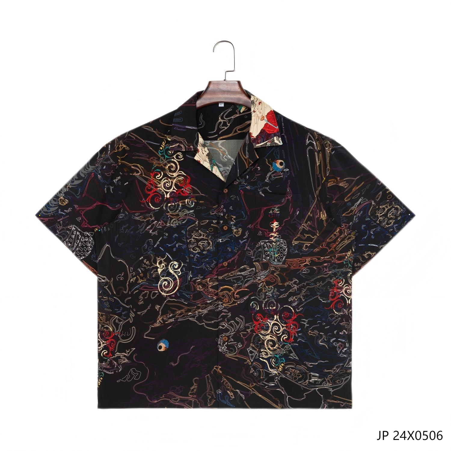 Men's 100% Rayon Printing Button down Short Sleeve Shirts for Men