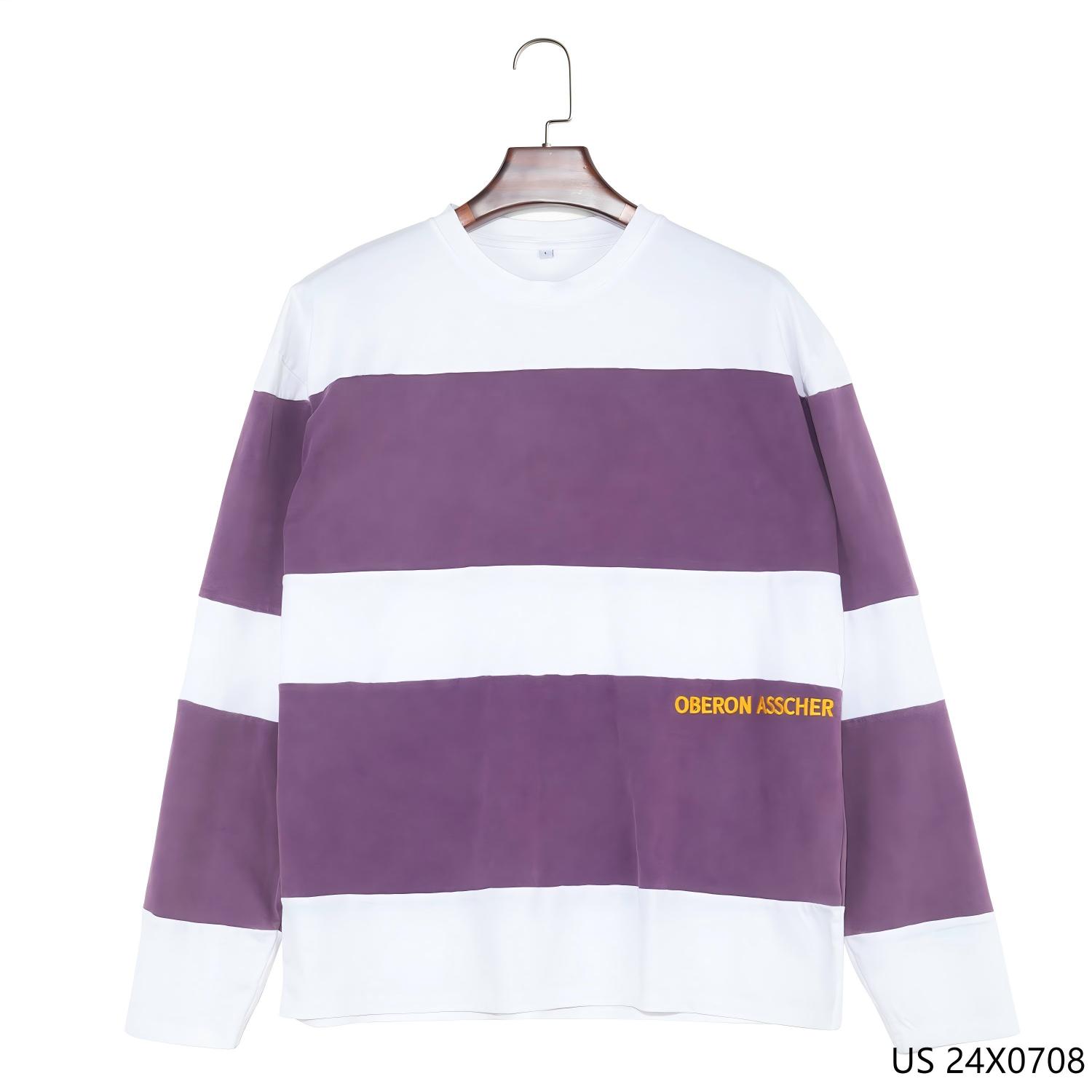 Men's 100% Cotton O-neck Purple and White Button Down Long Sleeve Shirts 