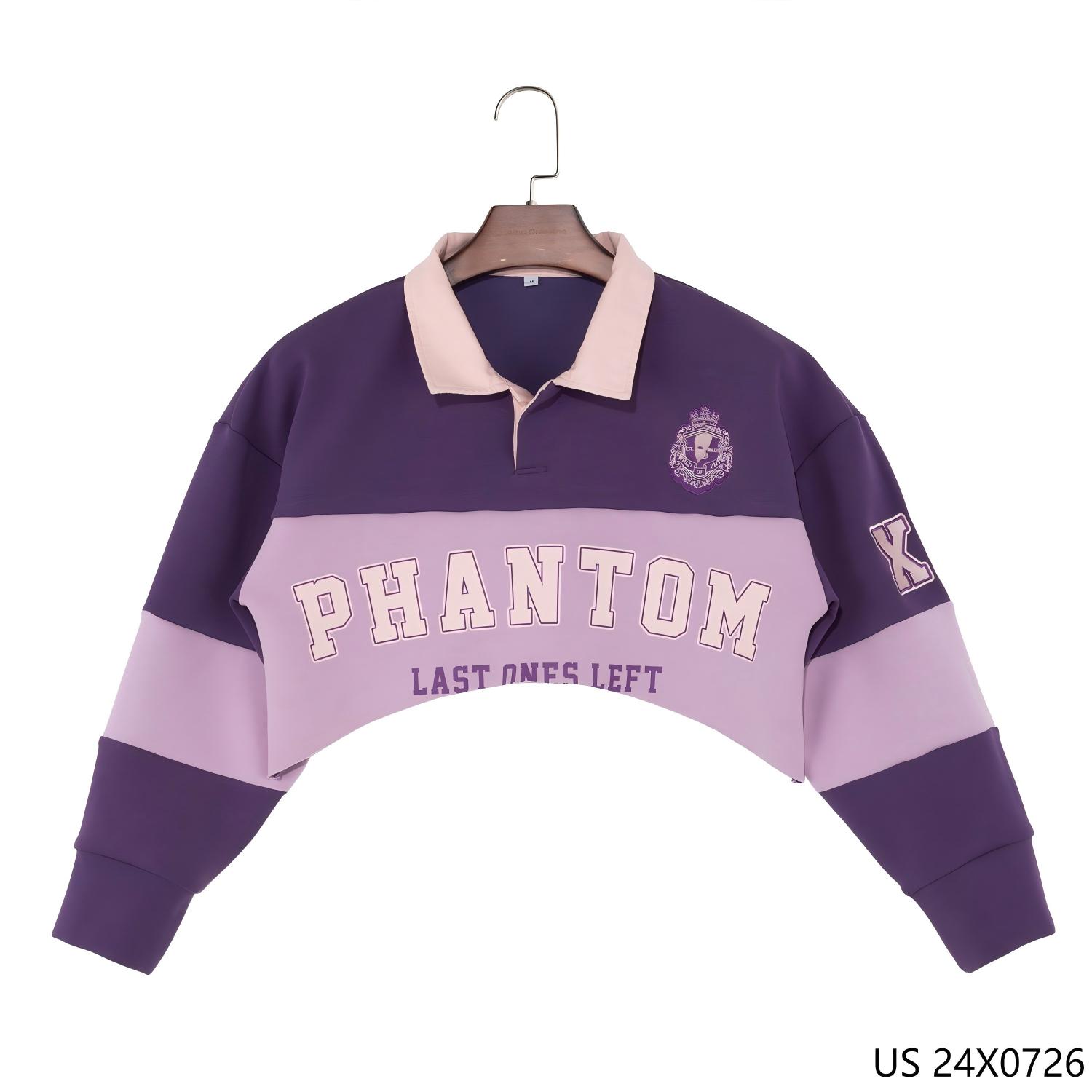 Unisex 100% Cotton Printing Contrast Long Sleeve Polo Shirts 