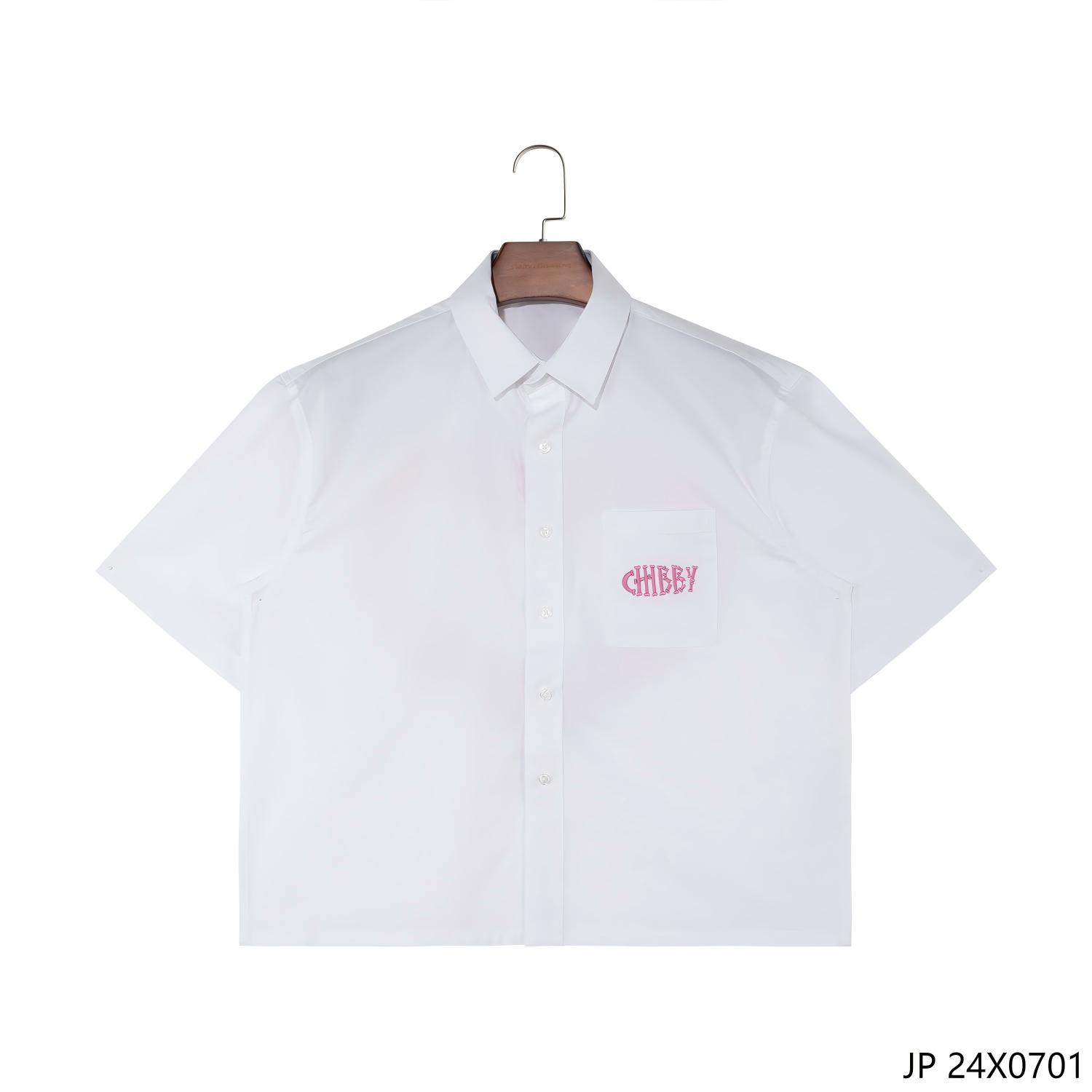 100% Cotton White Printed and Embroidered Button Down Short Sleeve for Men