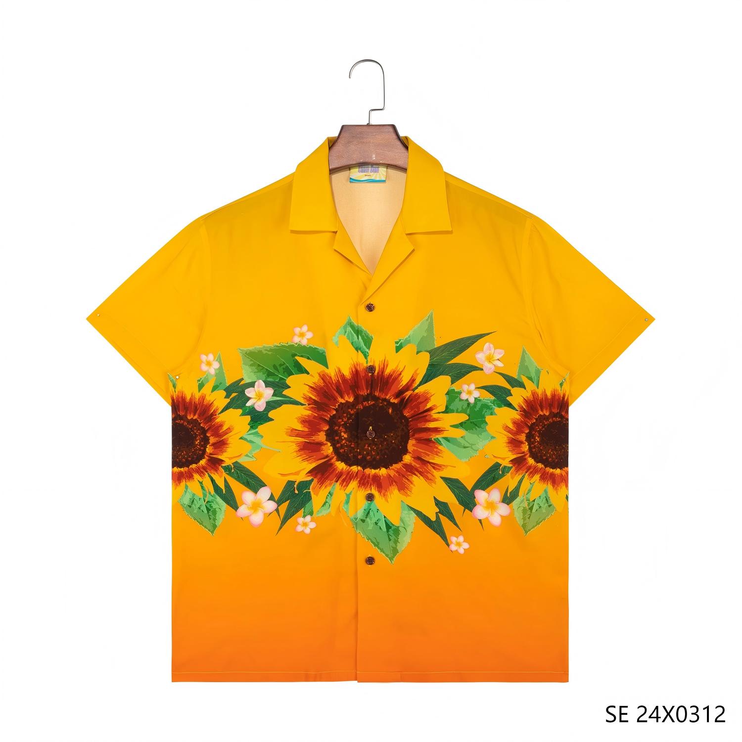 Men's 100% Viscose Printed Short Sleeve Button down Shirts for Men