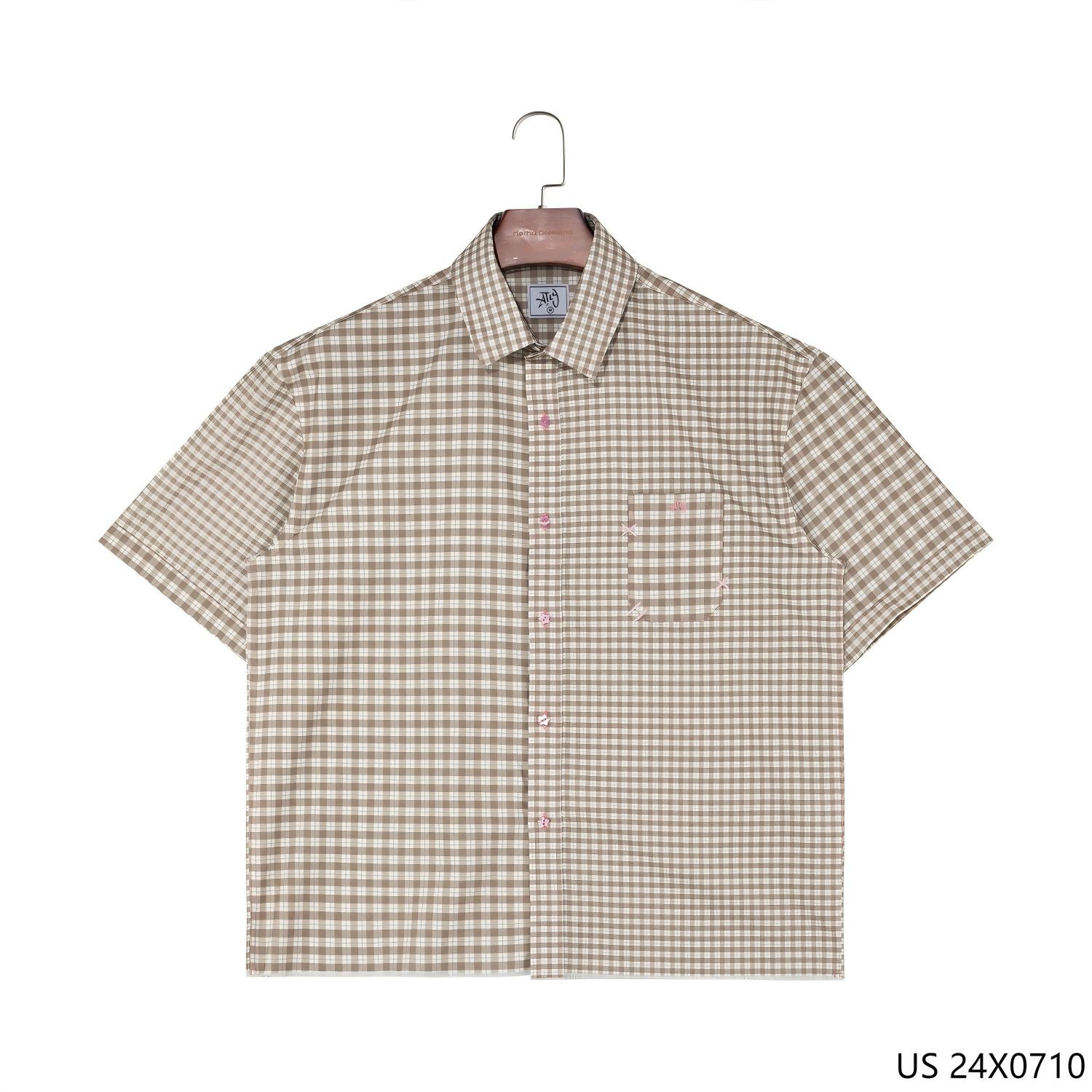  100% Cotton Plaid Short Sleeve Button down  Shirts for Men