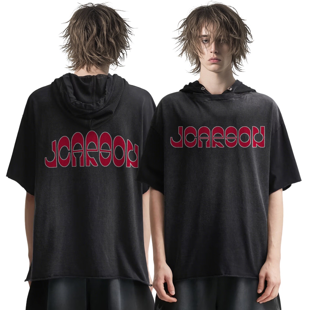 Men's 100% Cotton Printing Lined Short Sleeve Pullover Hoodies  with Curve Hem