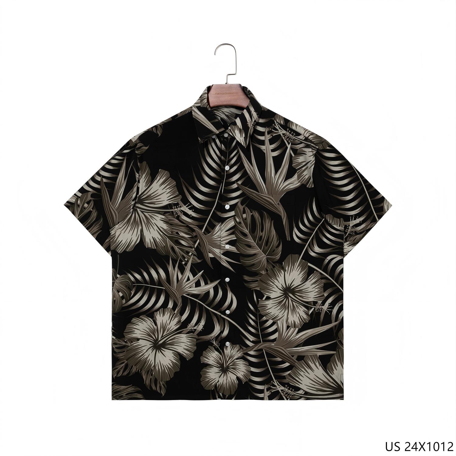 100% Rayon Printing Button down Short Sleeve Shirts for Men