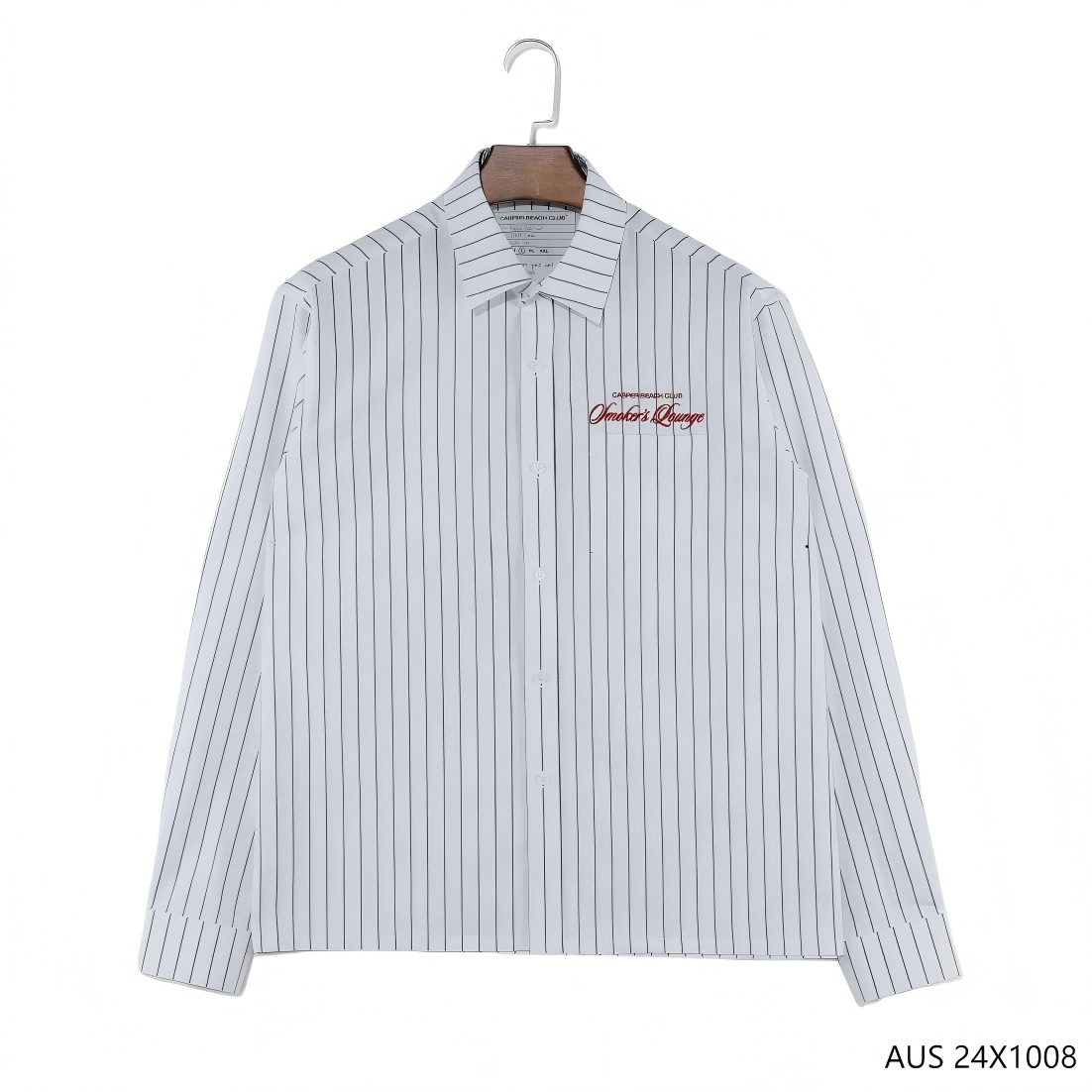 Men's 100% Cotton Embroidered Stripes Long Sleeve Shirts with Square Collar