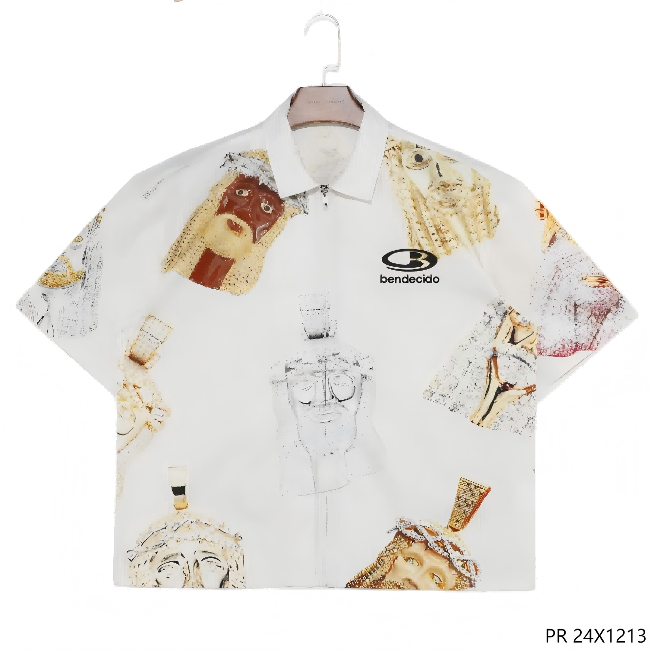 Men's 100% Cotton Embroidered and Printed Stripes Zip up Short Sleeve Shirts 