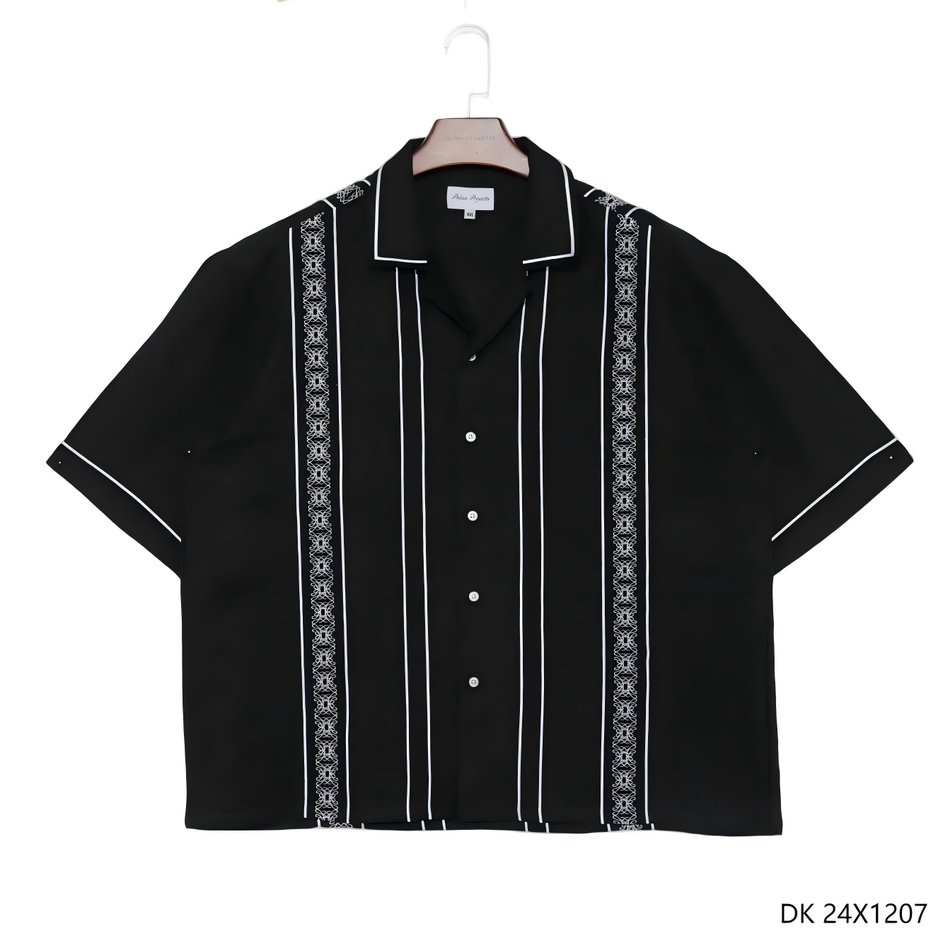 Men's 100% Cotton Embroidered Button Down Short Sleeve Shirts with Cuban Collar