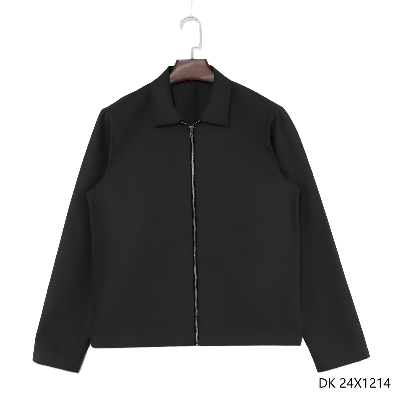 Unisex 100% Cotton Plain Black Long Sleeve Zip up Jacket Coat for Spring& Autumn