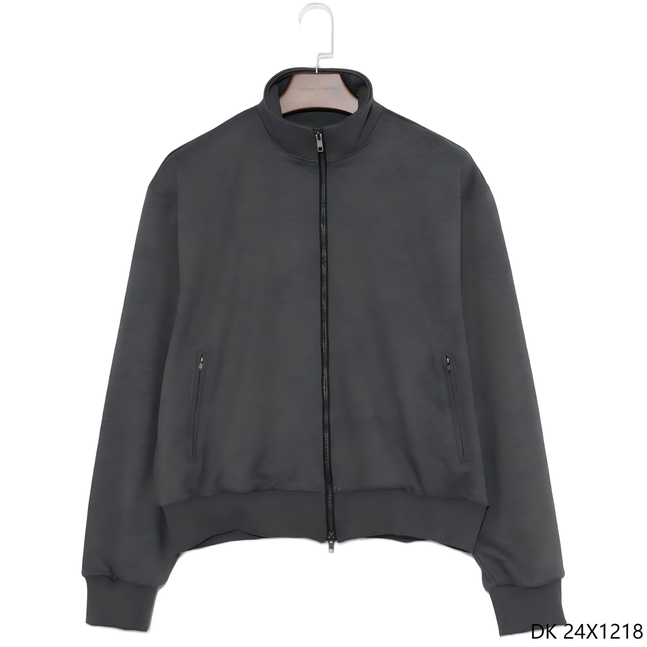 Unisex 88.5% Cotton 11.5% Polyester Plain Gray Long Sleeve Zip up Jacket Coat 