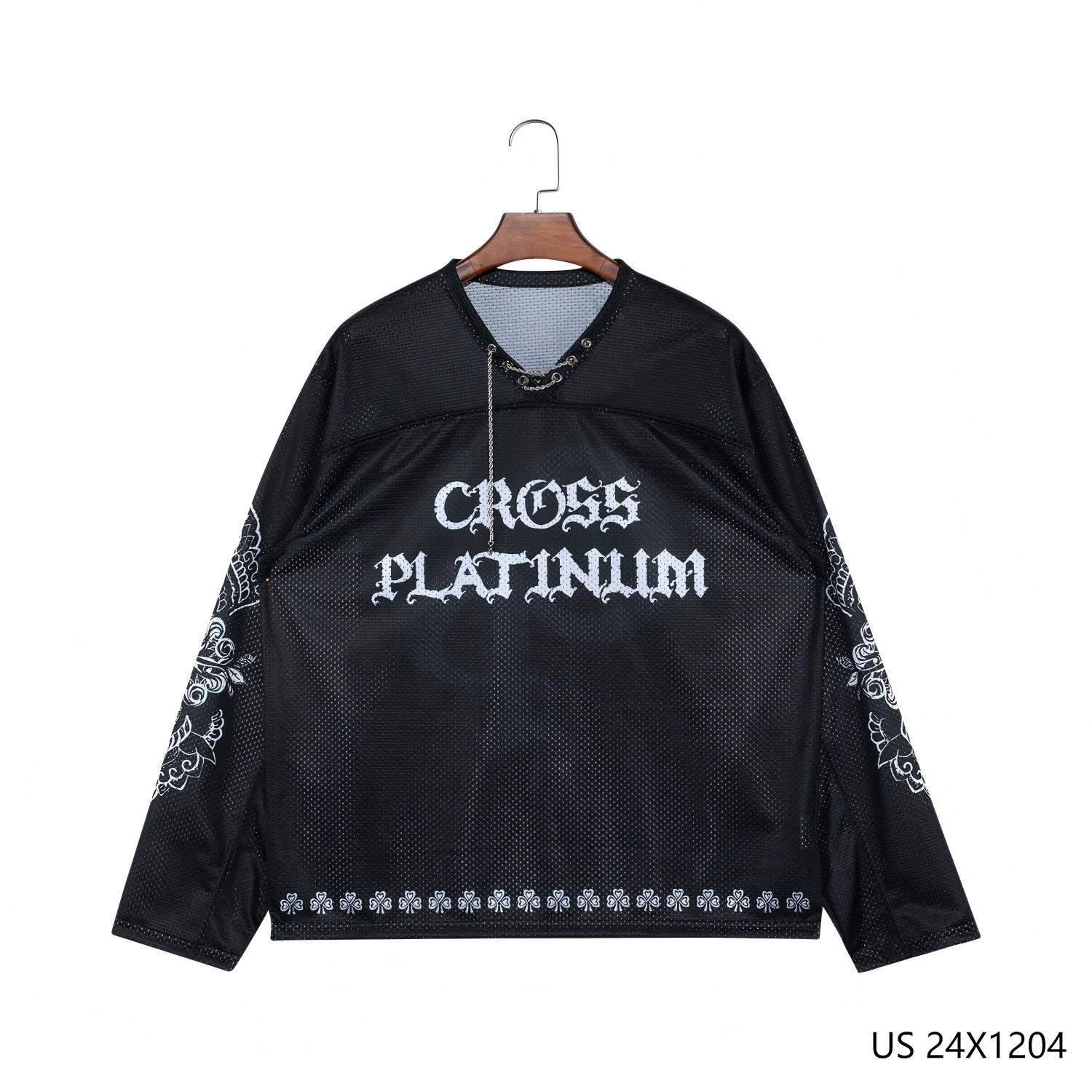 100% Polyester Breathable Printed Long Sleeve Shirts for Men With O-neck Collar